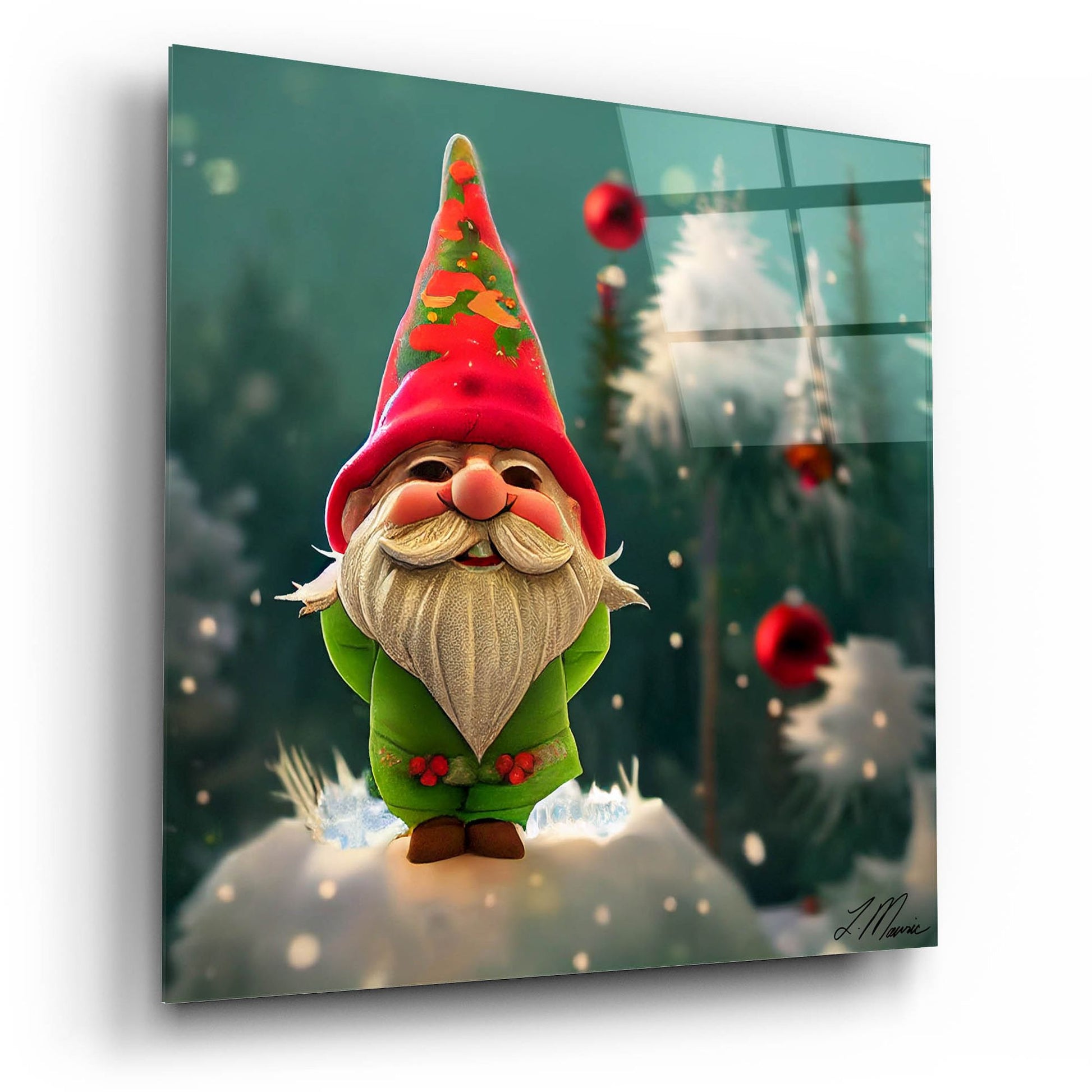 Epic Art 'Happy Christmas Gnome' by Tanya Mavric, Acrylic Glass Wall Art,12x12