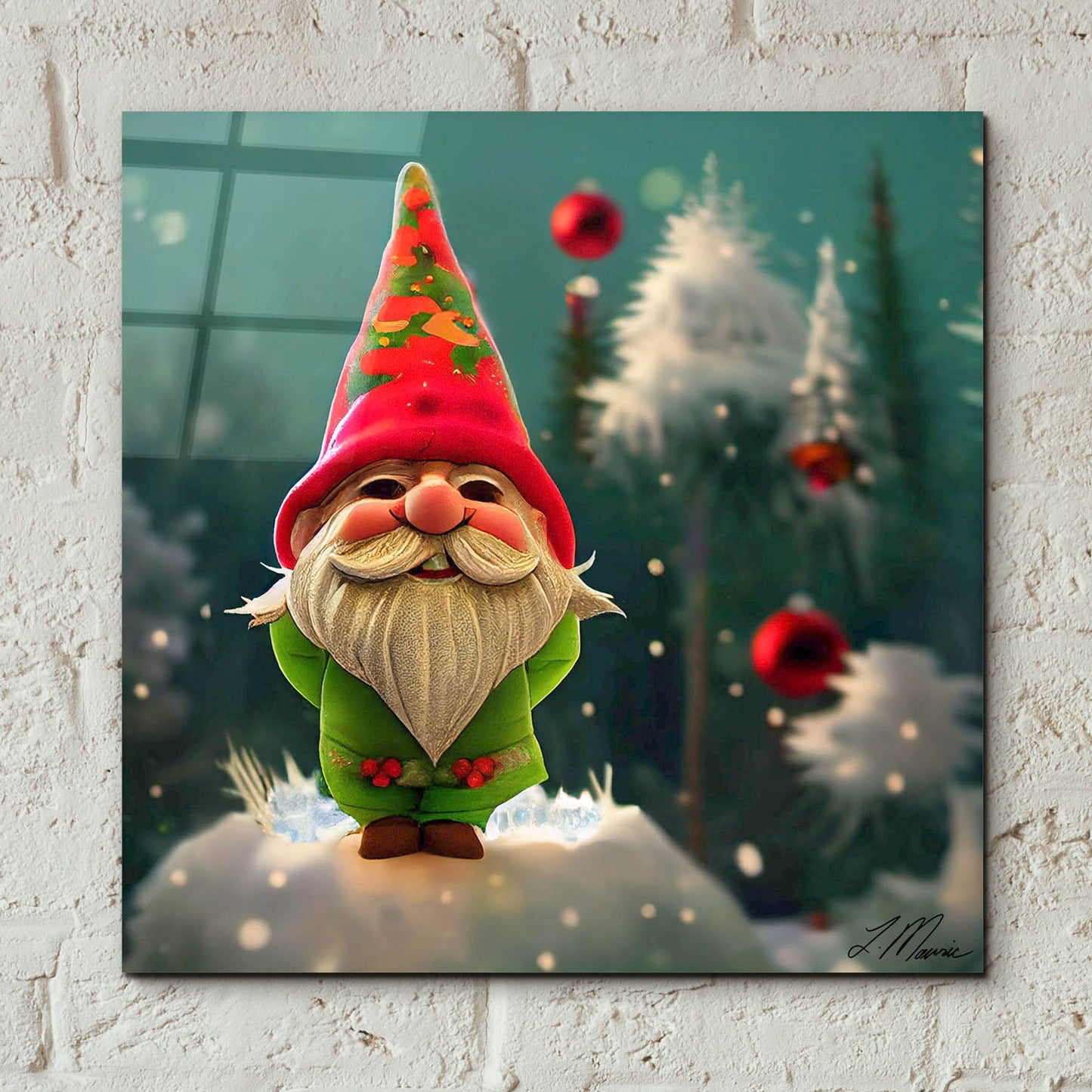 Epic Art 'Happy Christmas Gnome' by Tanya Mavric, Acrylic Glass Wall Art,12x12