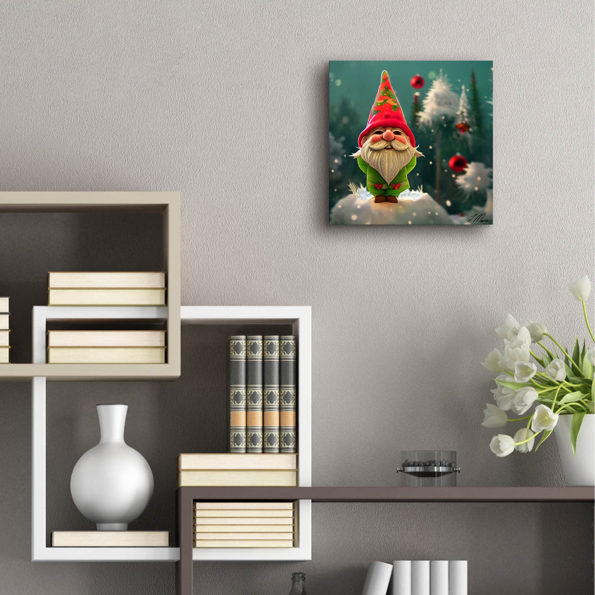 Epic Art 'Happy Christmas Gnome' by Tanya Mavric, Acrylic Glass Wall Art,12x12