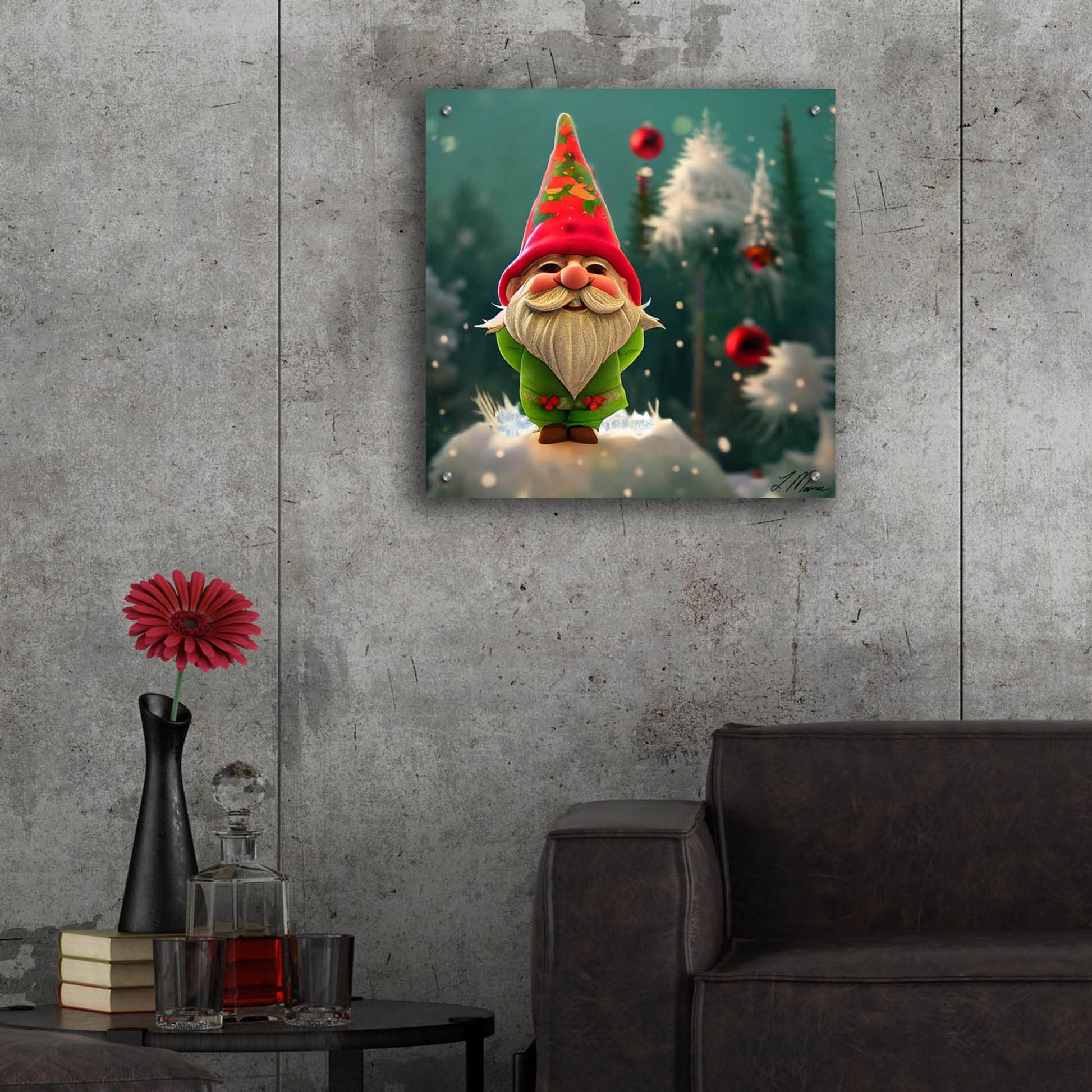 Epic Art 'Happy Christmas Gnome' by Tanya Mavric, Acrylic Glass Wall Art,24x24