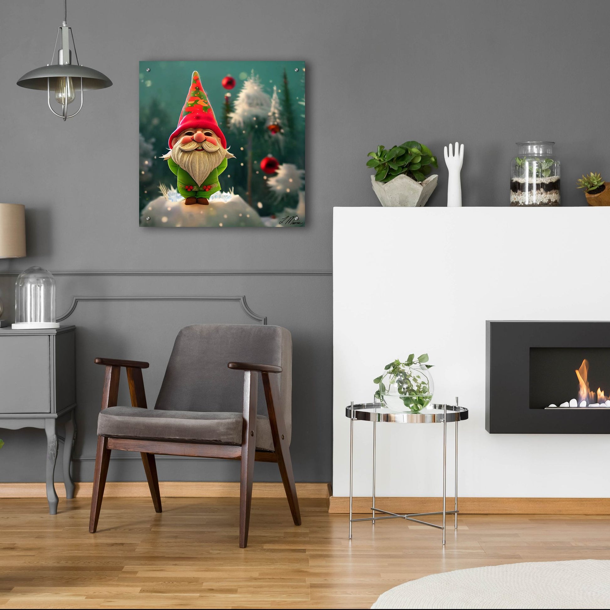 Epic Art 'Happy Christmas Gnome' by Tanya Mavric, Acrylic Glass Wall Art,24x24