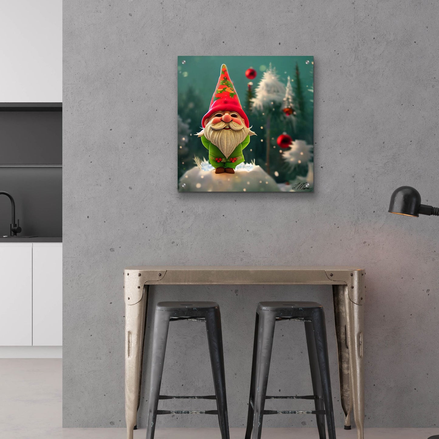 Epic Art 'Happy Christmas Gnome' by Tanya Mavric, Acrylic Glass Wall Art,24x24