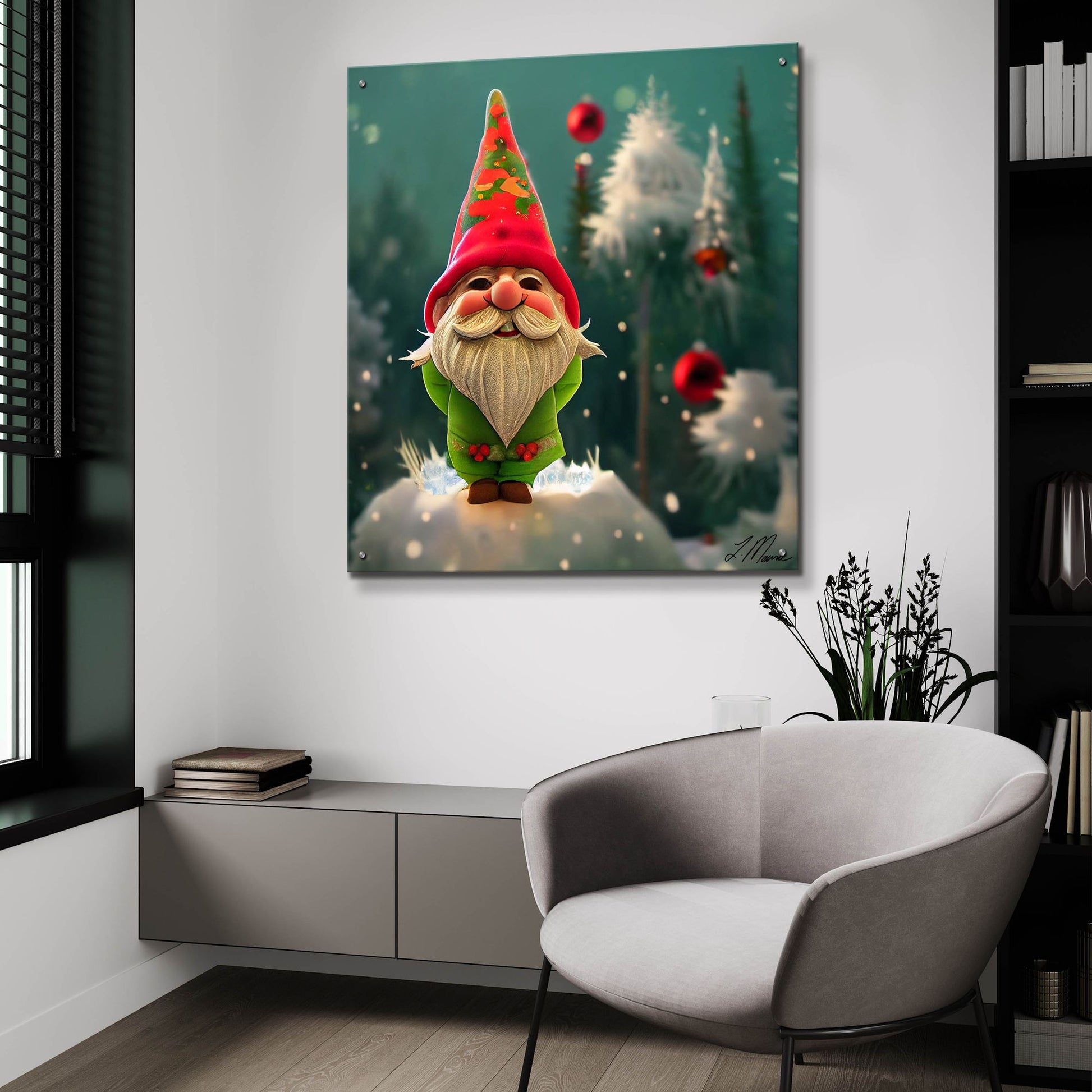 Epic Art 'Happy Christmas Gnome' by Tanya Mavric, Acrylic Glass Wall Art,36x36