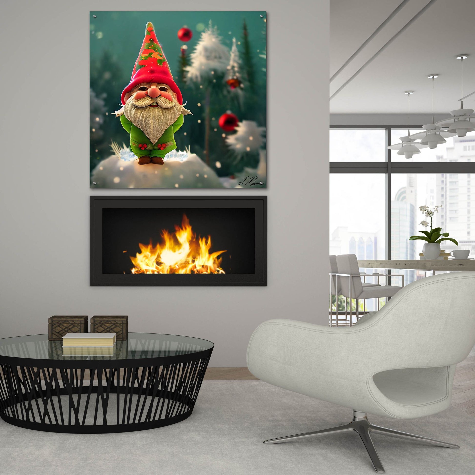 Epic Art 'Happy Christmas Gnome' by Tanya Mavric, Acrylic Glass Wall Art,36x36