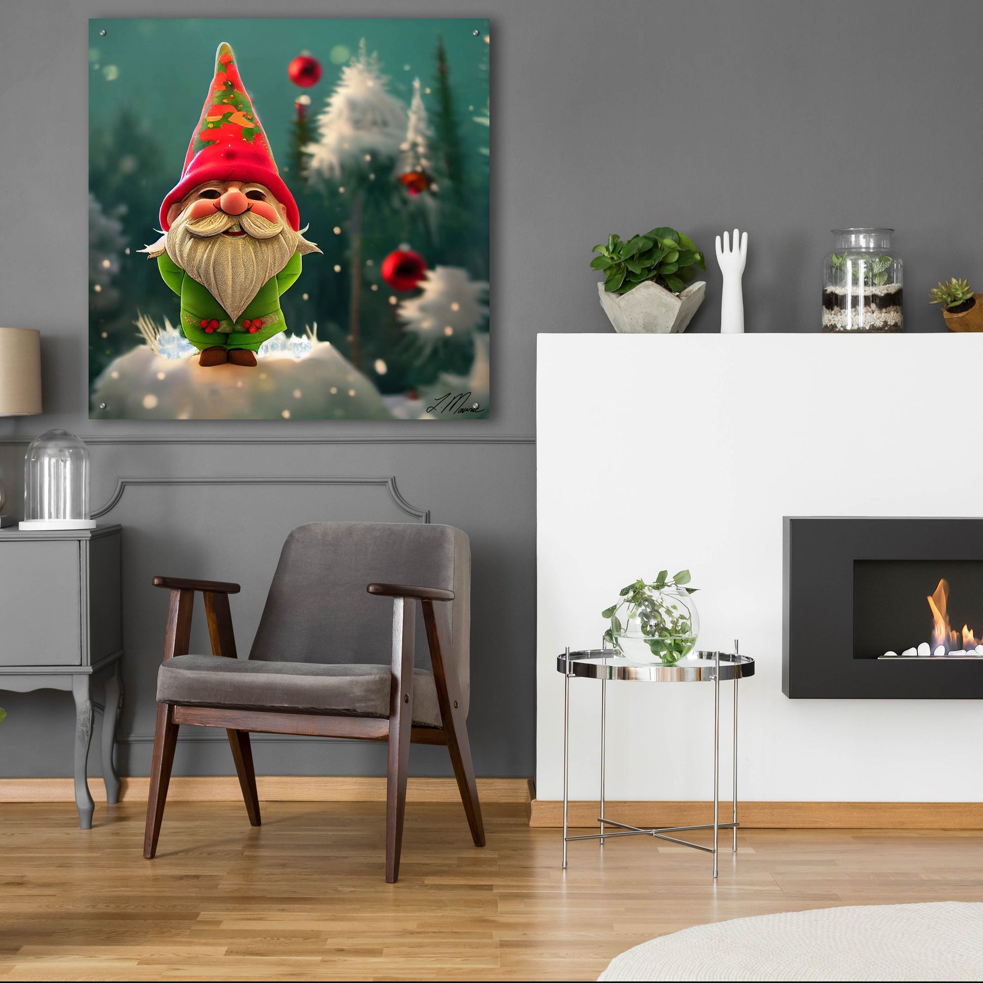 Epic Art 'Happy Christmas Gnome' by Tanya Mavric, Acrylic Glass Wall Art,36x36