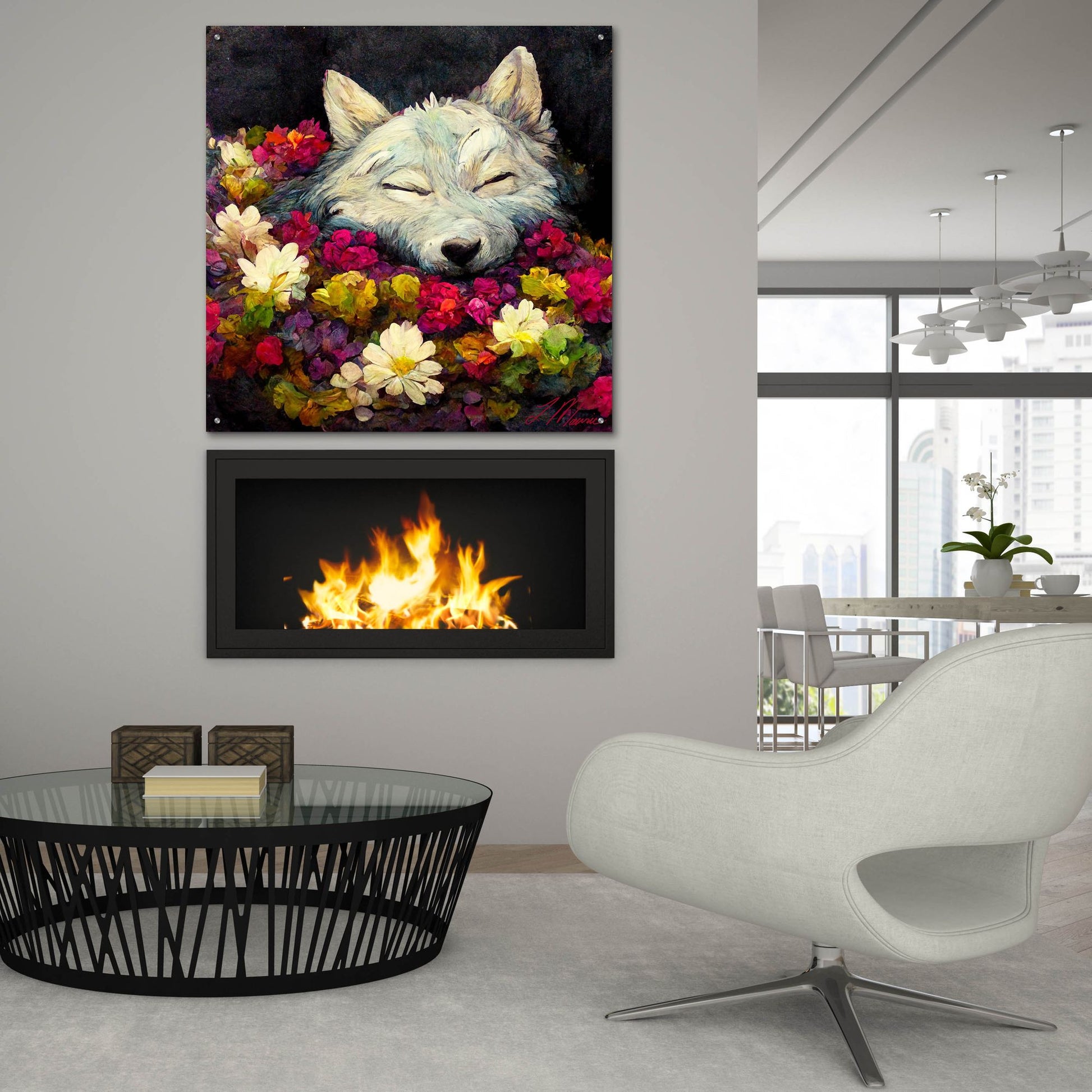 Epic Art 'Sleeping Wolf' by Tanya Mavric, Acrylic Glass Wall Art,36x36