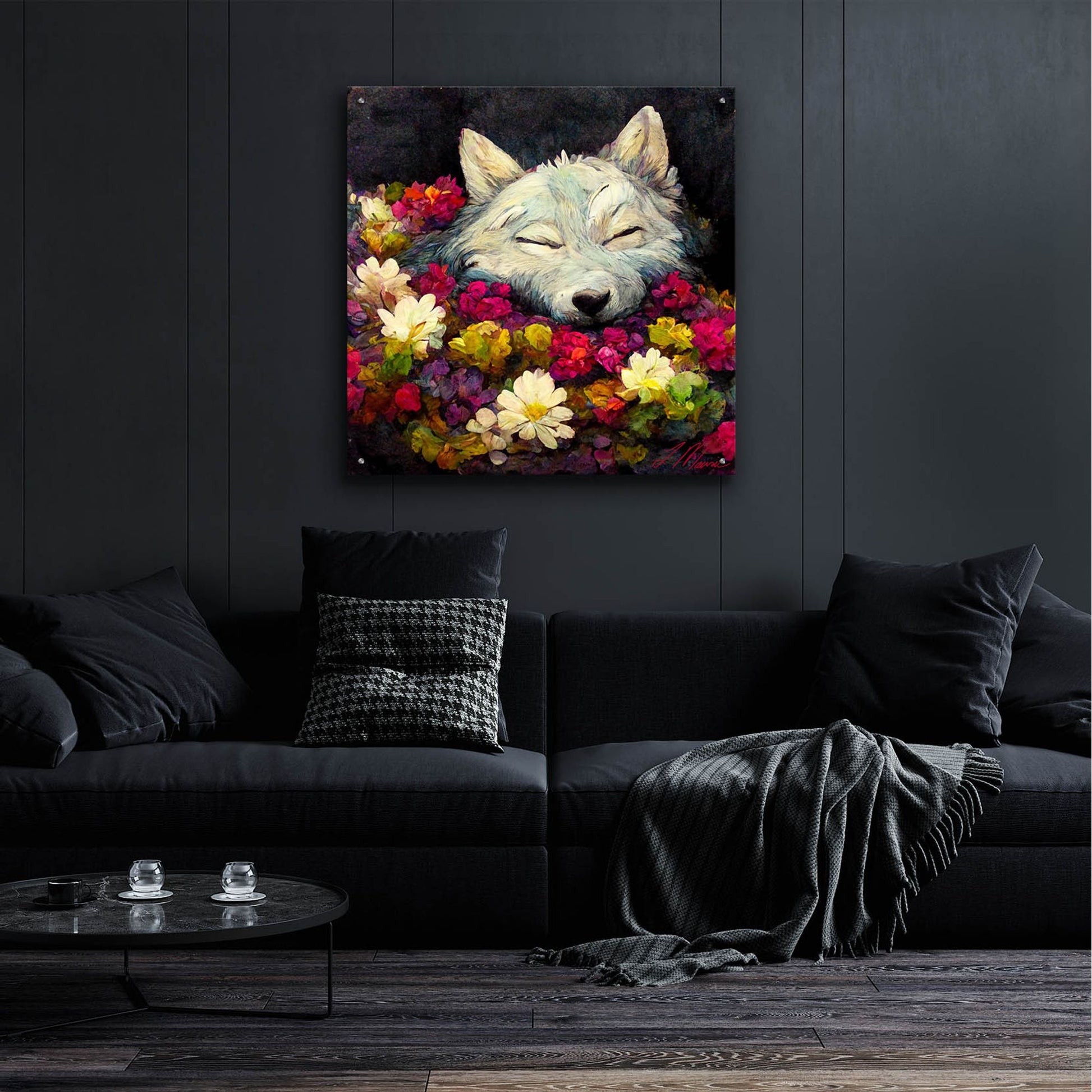 Epic Art 'Sleeping Wolf' by Tanya Mavric, Acrylic Glass Wall Art,36x36