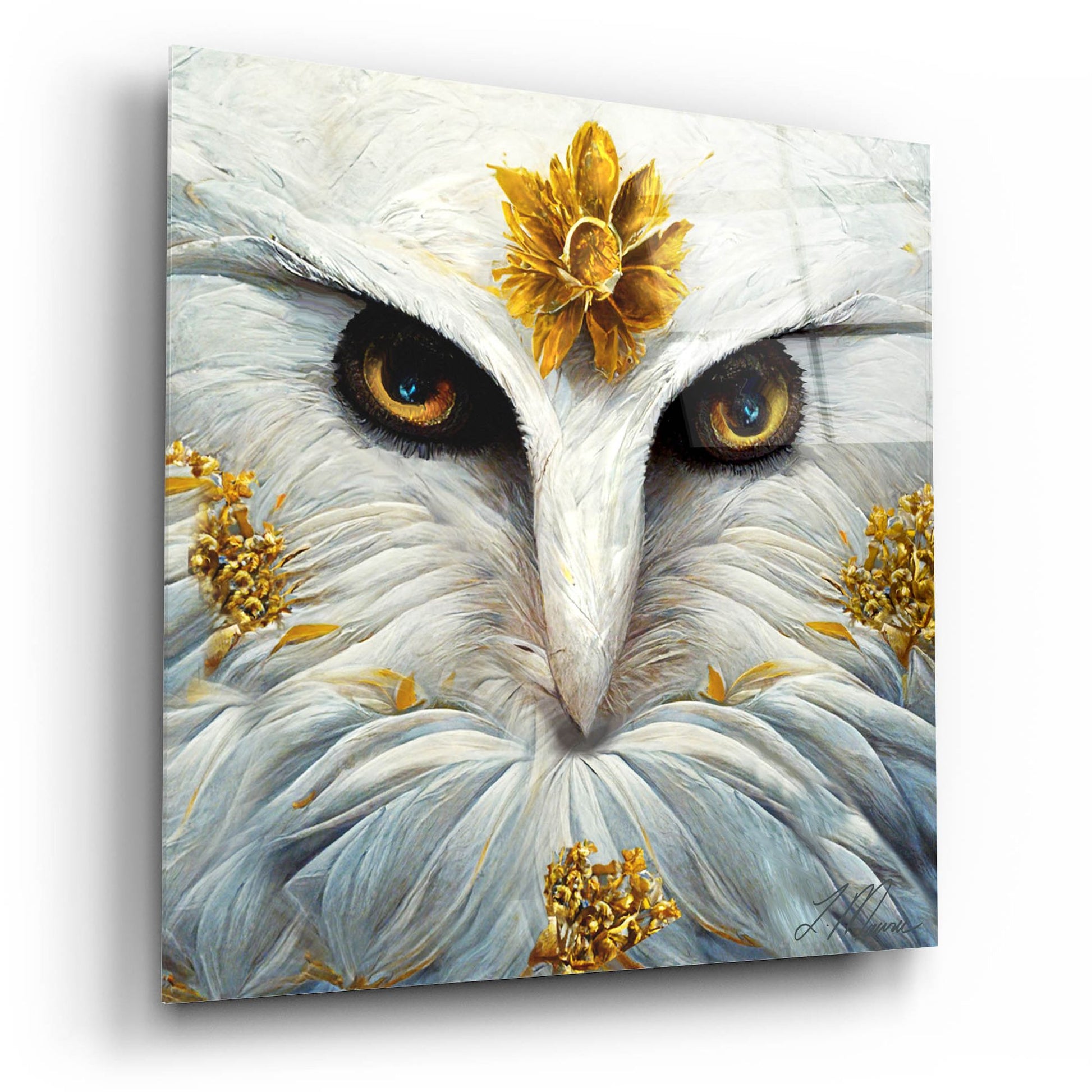 Epic Art 'Snowy White Owl ' by Tanya Mavric, Acrylic Glass Wall Art,12x12