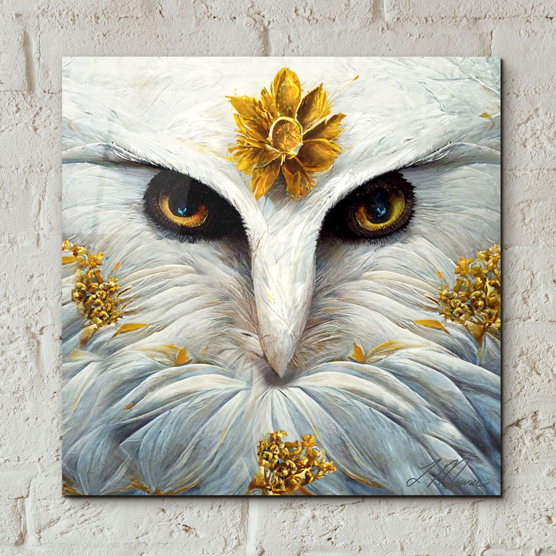 Epic Art 'Snowy White Owl ' by Tanya Mavric, Acrylic Glass Wall Art,12x12