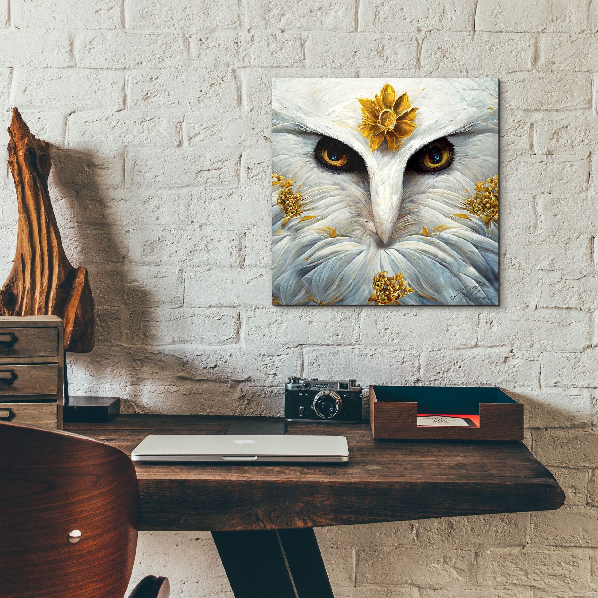 Epic Art 'Snowy White Owl ' by Tanya Mavric, Acrylic Glass Wall Art,12x12