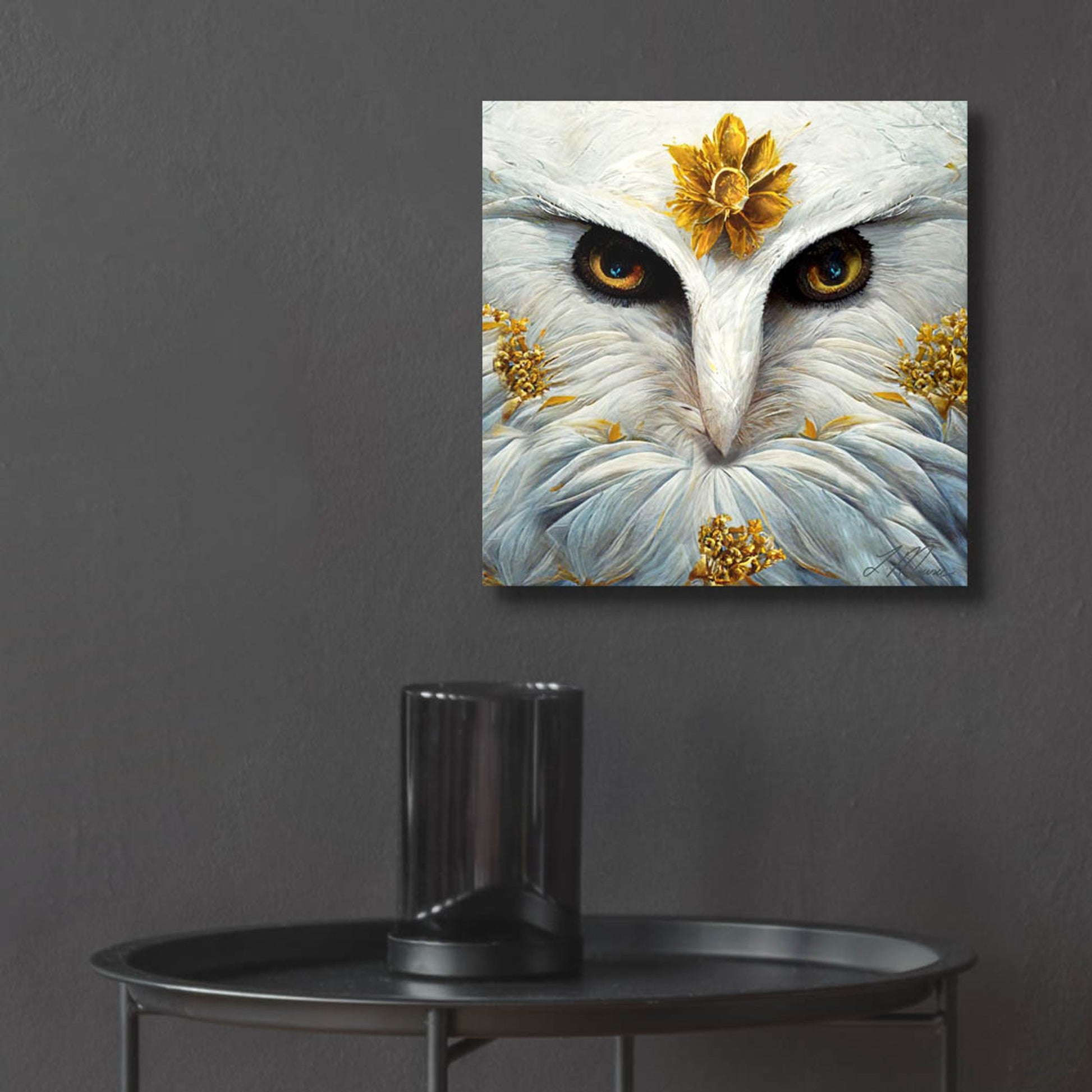 Epic Art 'Snowy White Owl ' by Tanya Mavric, Acrylic Glass Wall Art,12x12