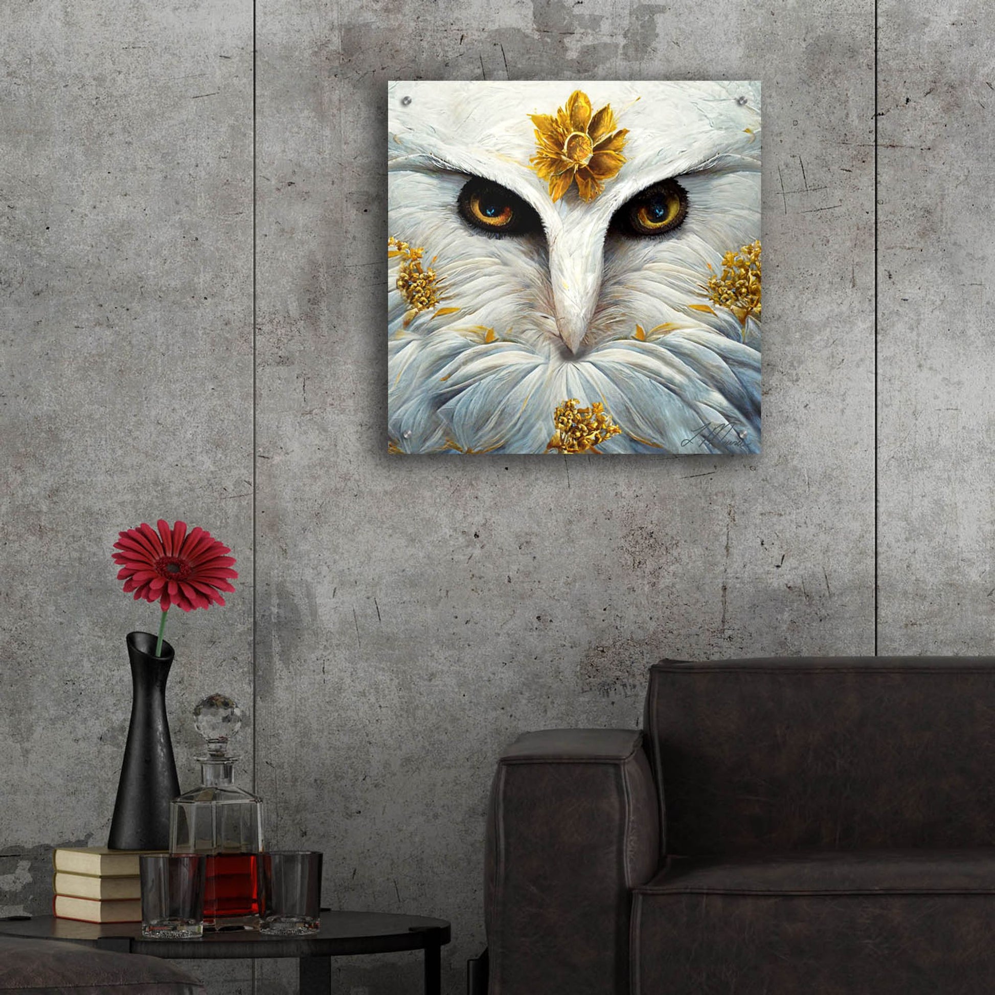 Epic Art 'Snowy White Owl ' by Tanya Mavric, Acrylic Glass Wall Art,24x24