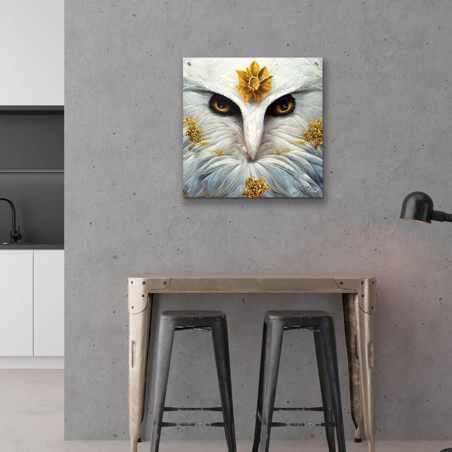 Epic Art 'Snowy White Owl ' by Tanya Mavric, Acrylic Glass Wall Art,24x24