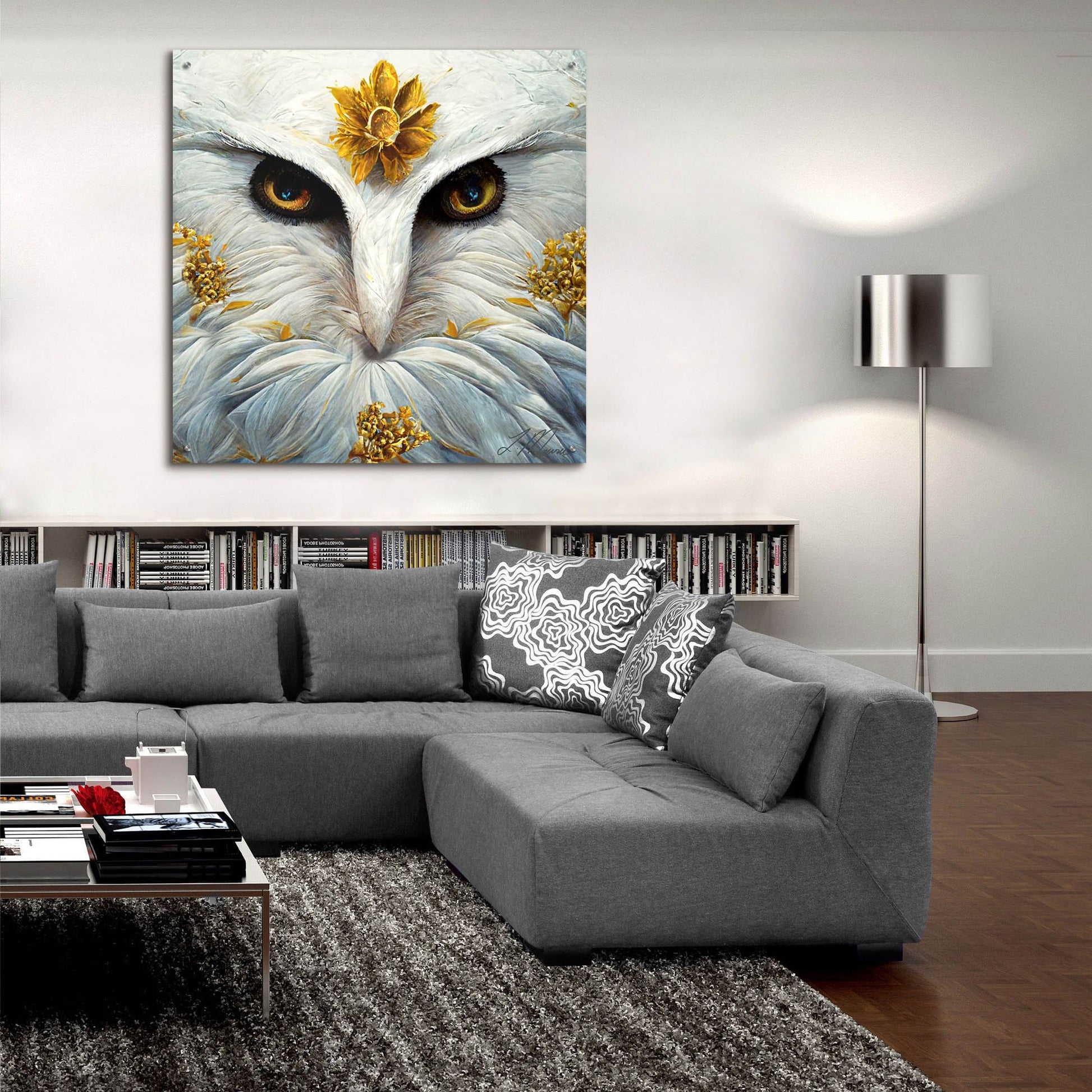 Epic Art 'Snowy White Owl ' by Tanya Mavric, Acrylic Glass Wall Art,36x36