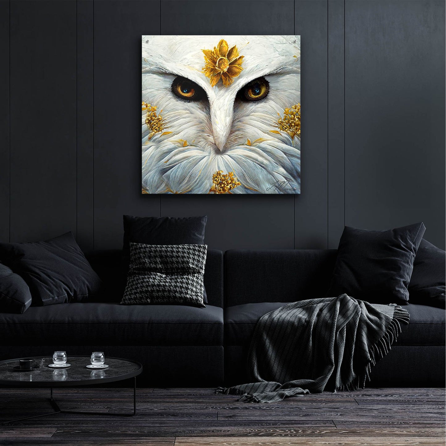 Epic Art 'Snowy White Owl ' by Tanya Mavric, Acrylic Glass Wall Art,36x36