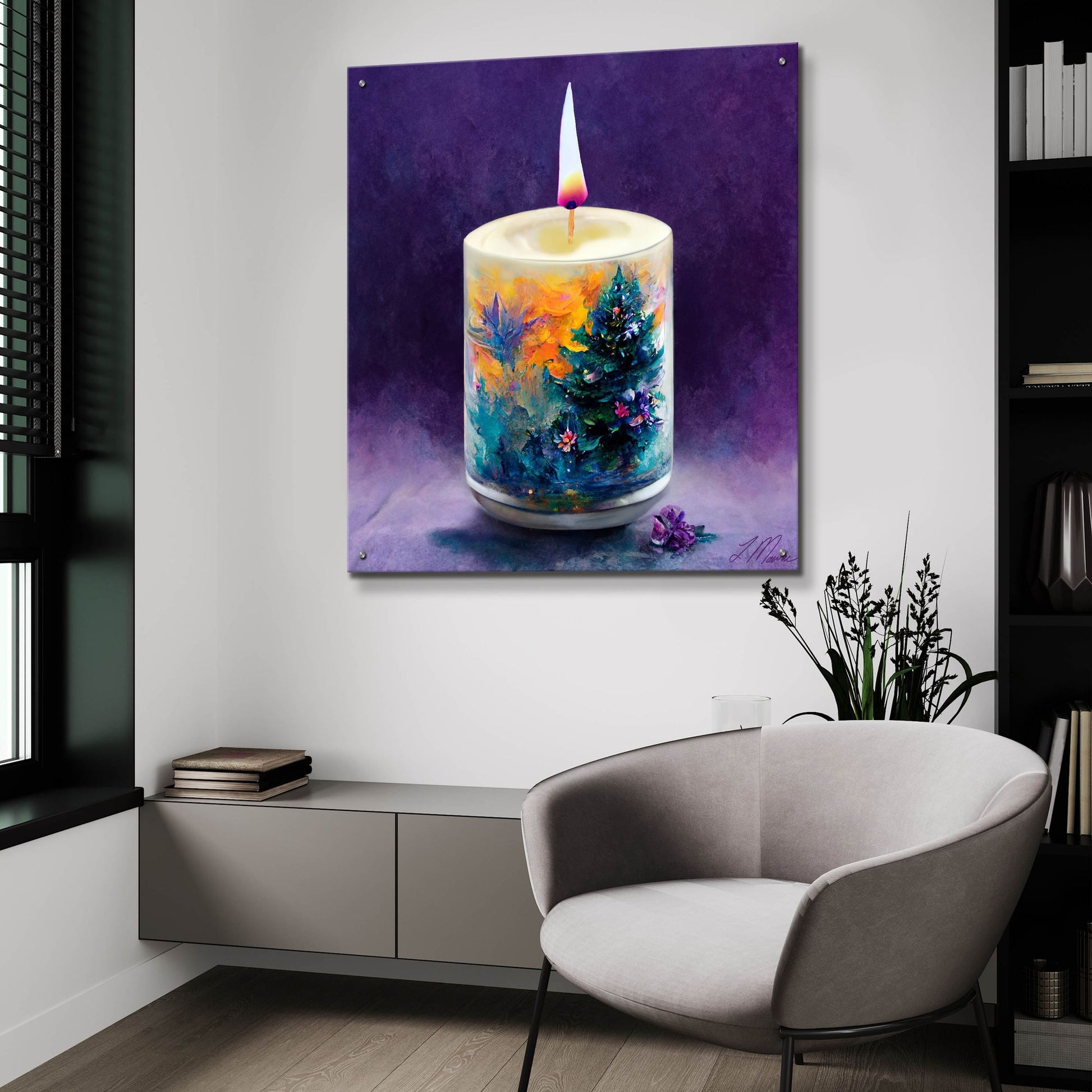 Epic Art 'Christmas Candle' by Tanya Mavric, Acrylic Glass Wall Art,36x36