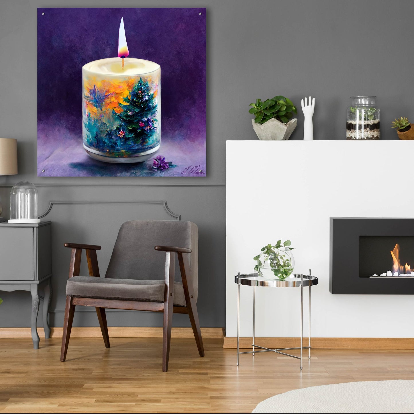 Epic Art 'Christmas Candle' by Tanya Mavric, Acrylic Glass Wall Art,36x36