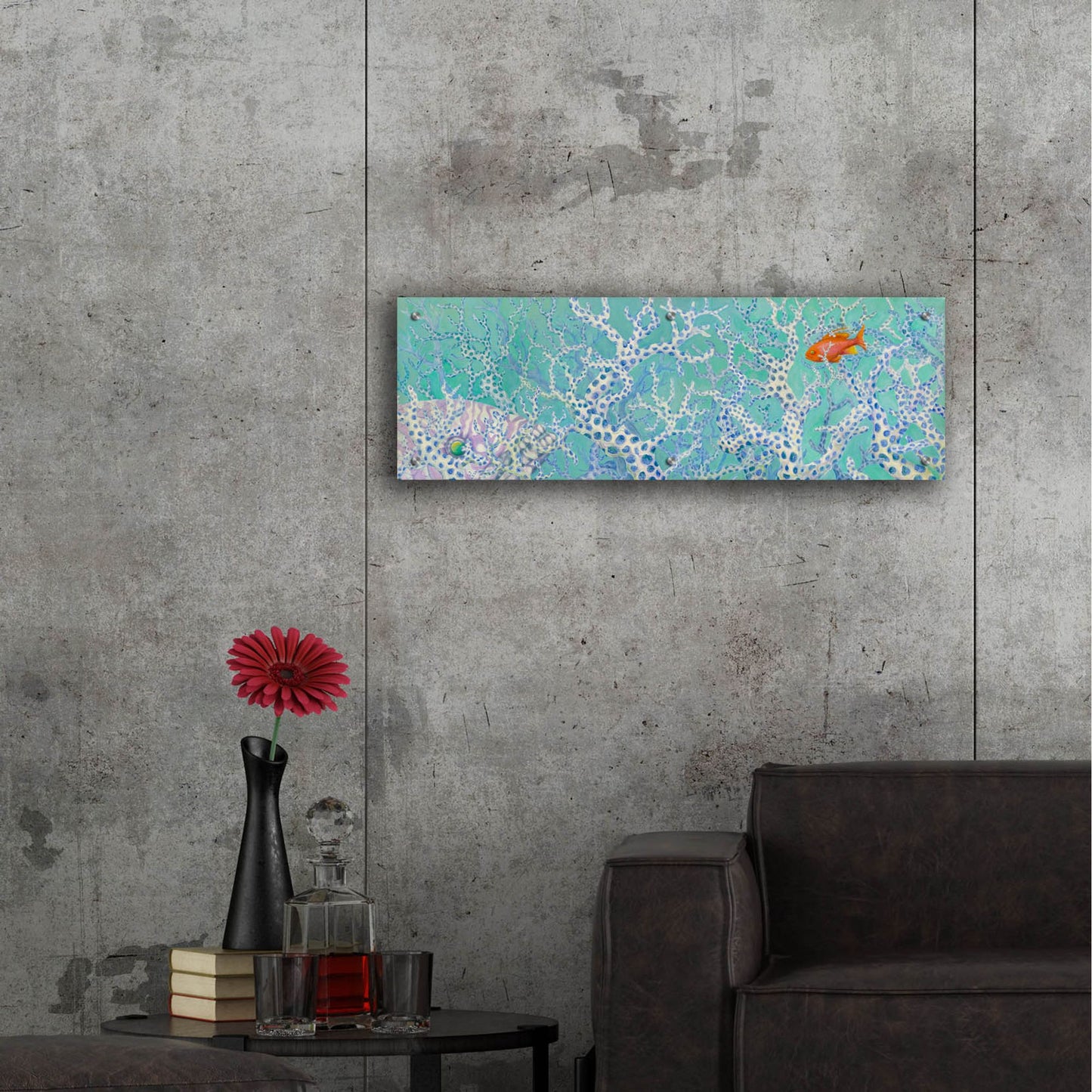 Epic Art 'Coralation' by Tim Marsh, Acrylic Glass Wall Art,36x12