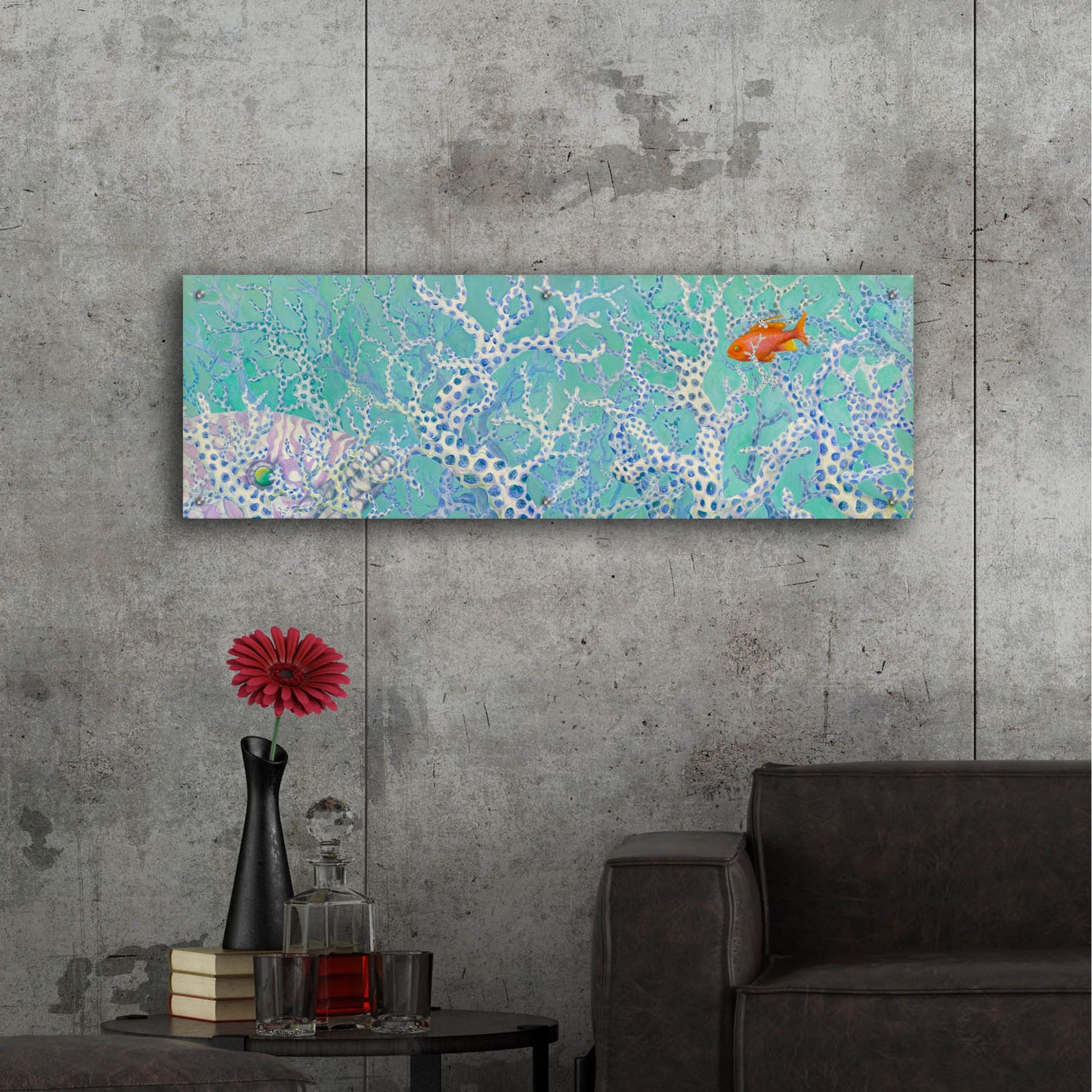 Epic Art 'Coralation' by Tim Marsh, Acrylic Glass Wall Art,48x16