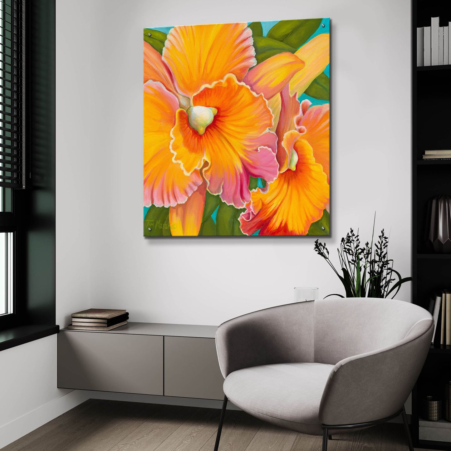 Epic Art 'Orchid Series 2' by Tim Marsh, Acrylic Glass Wall Art,36x36