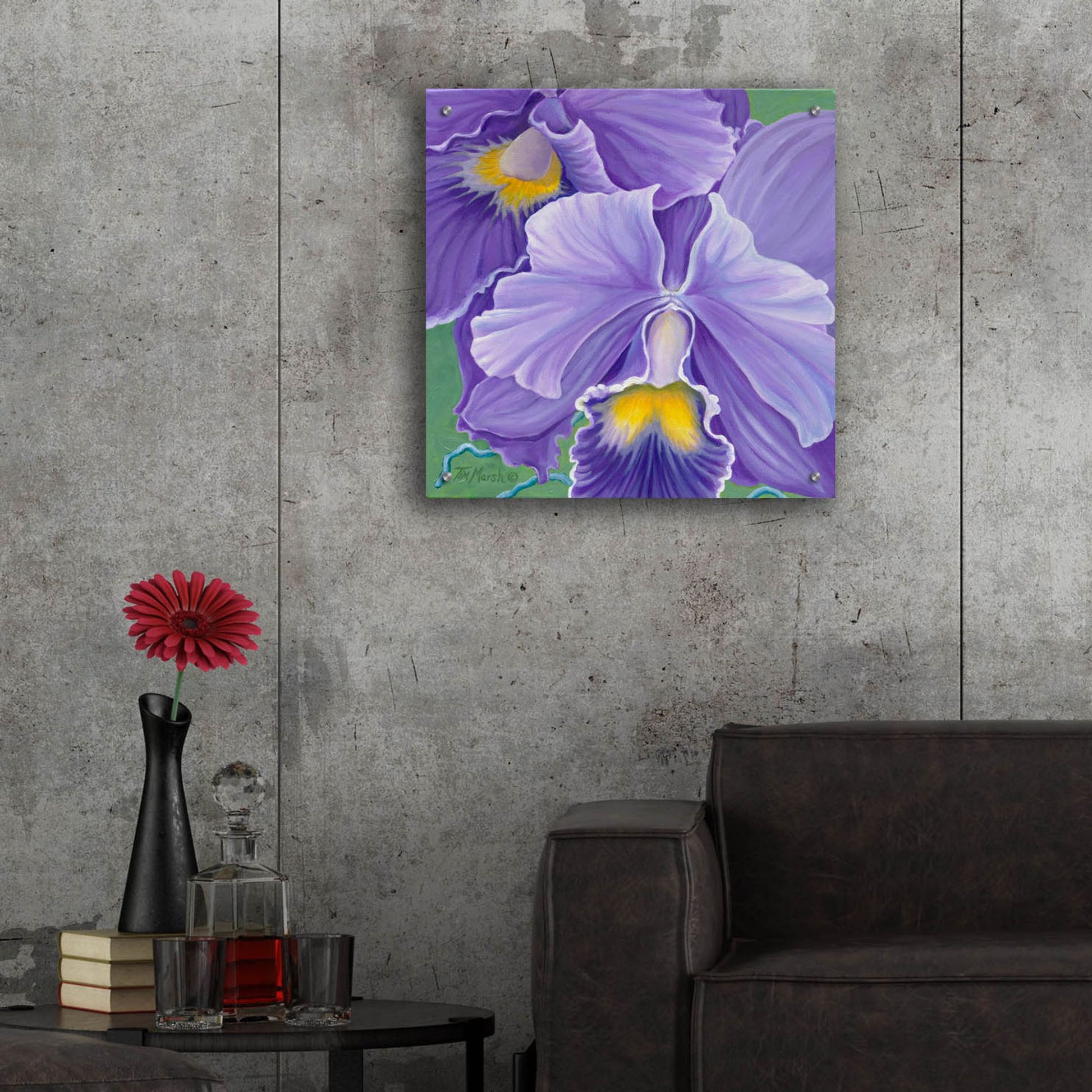 Epic Art 'Orchid Series 3' by Tim Marsh, Acrylic Glass Wall Art,24x24