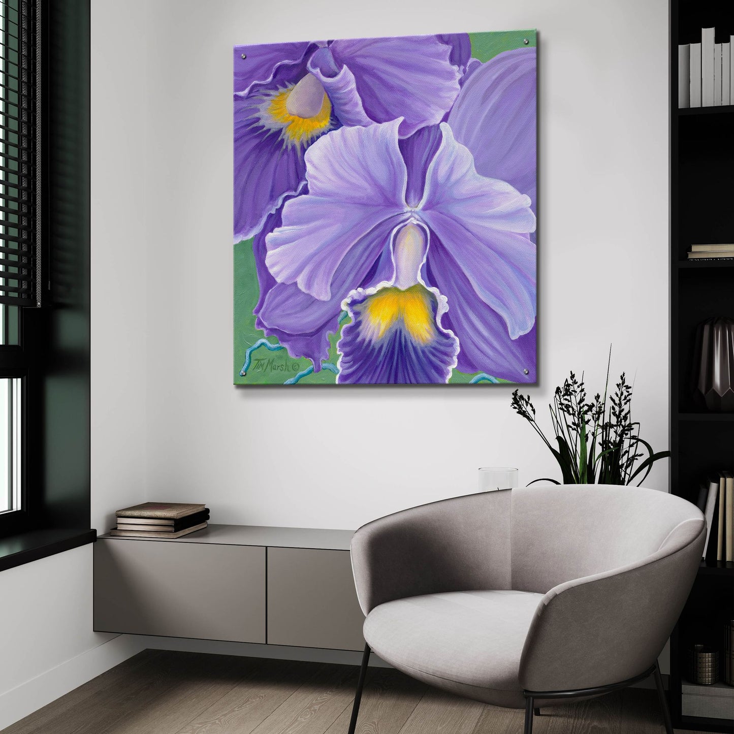 Epic Art 'Orchid Series 3' by Tim Marsh, Acrylic Glass Wall Art,36x36