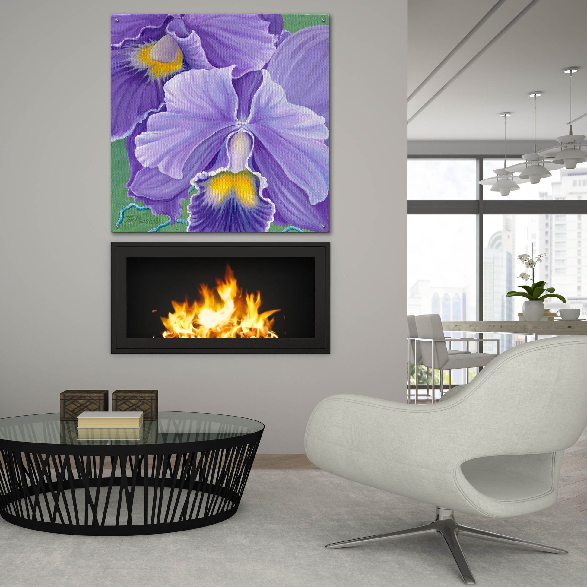 Epic Art 'Orchid Series 3' by Tim Marsh, Acrylic Glass Wall Art,36x36