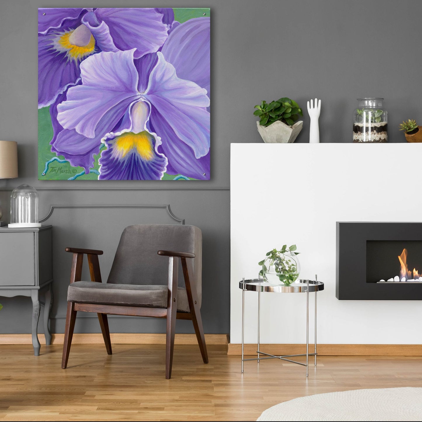 Epic Art 'Orchid Series 3' by Tim Marsh, Acrylic Glass Wall Art,36x36