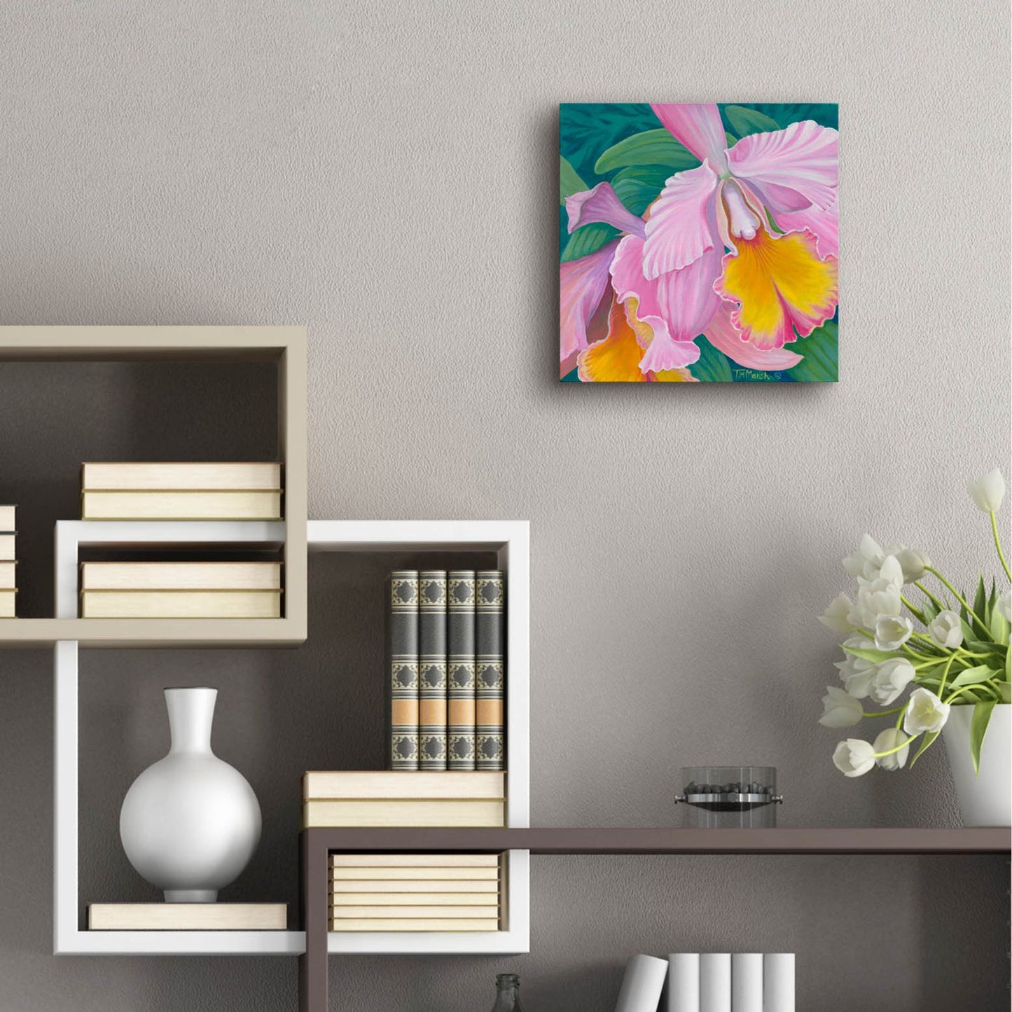 Epic Art 'Orchid Series 4' by Tim Marsh, Acrylic Glass Wall Art,12x12