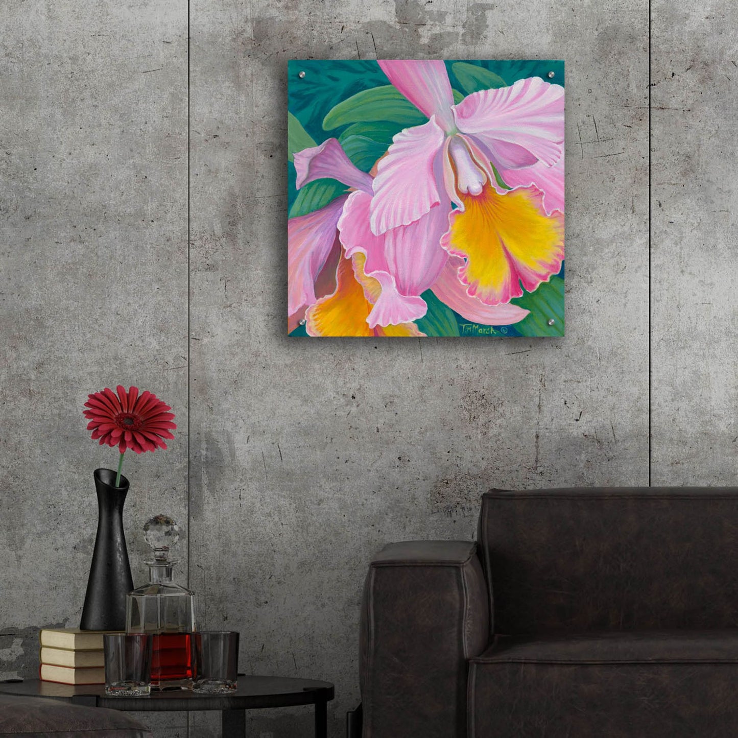 Epic Art 'Orchid Series 4' by Tim Marsh, Acrylic Glass Wall Art,24x24