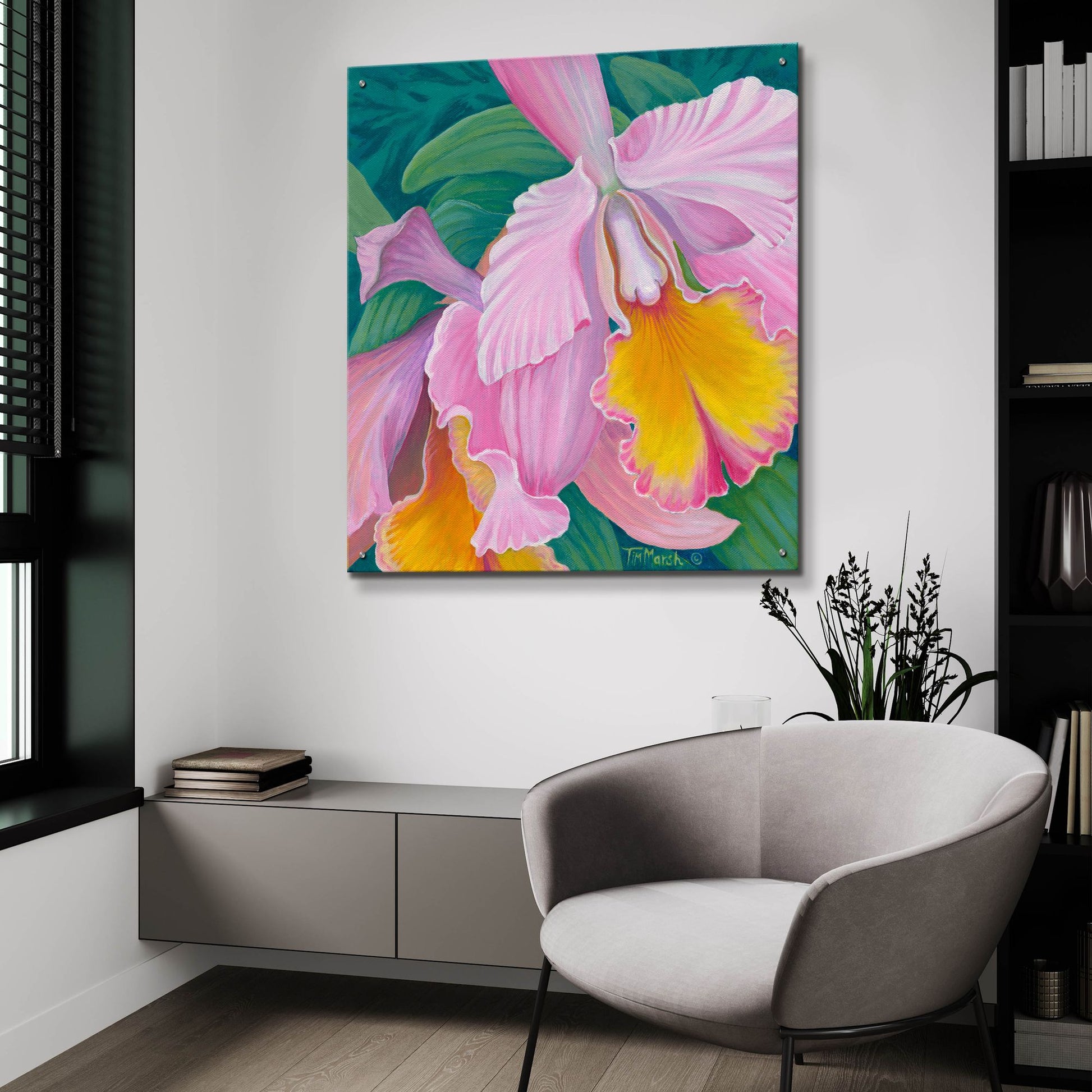 Epic Art 'Orchid Series 4' by Tim Marsh, Acrylic Glass Wall Art,36x36