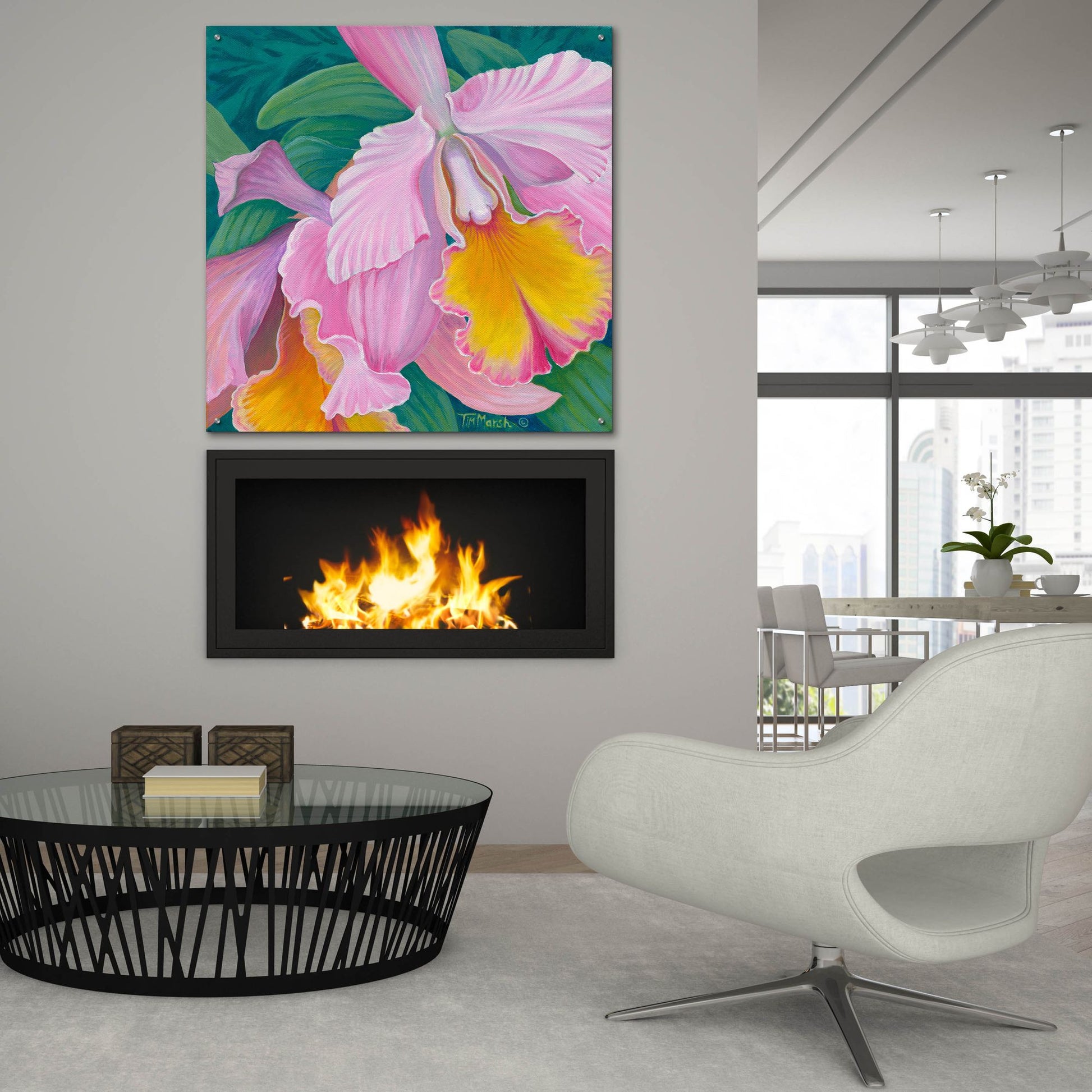 Epic Art 'Orchid Series 4' by Tim Marsh, Acrylic Glass Wall Art,36x36