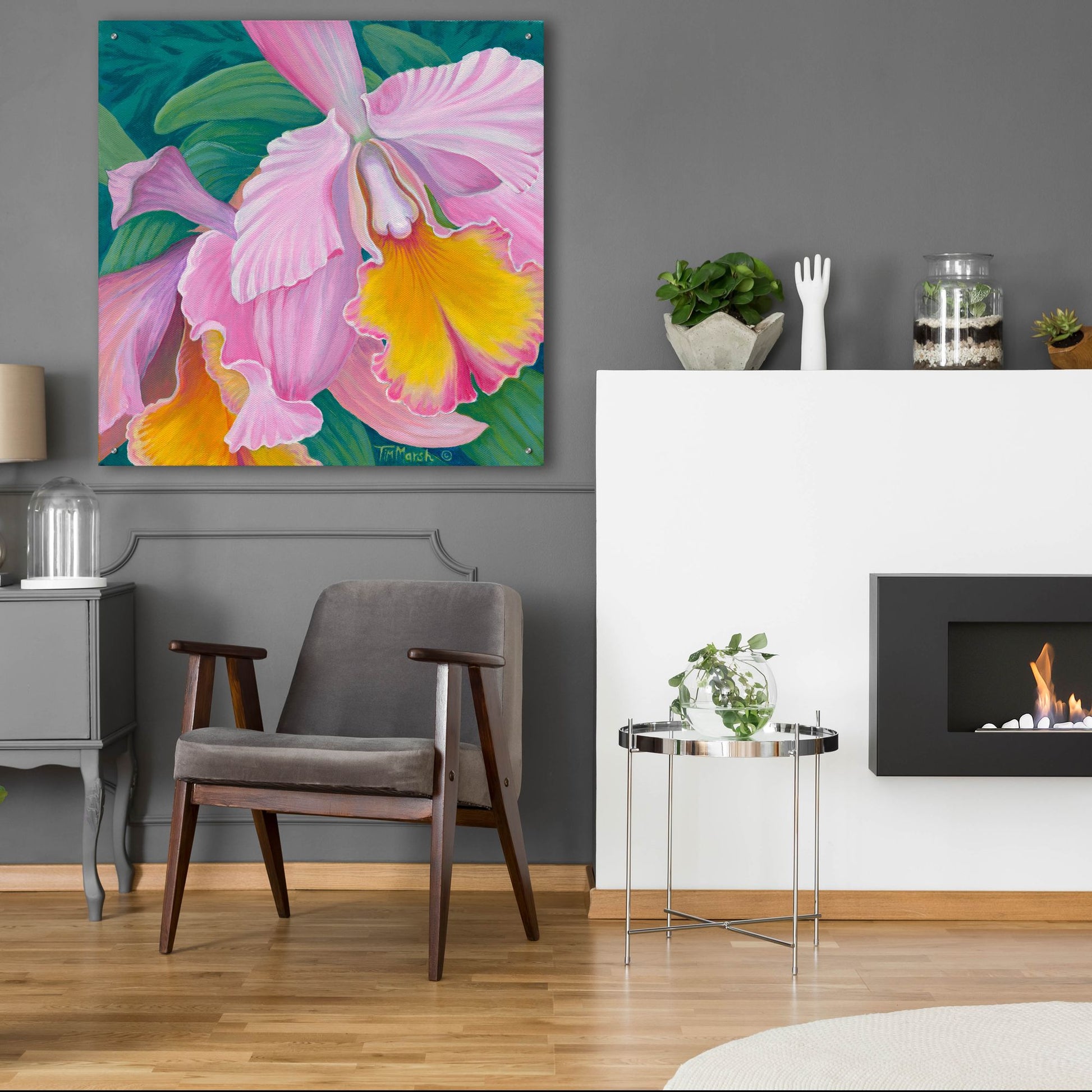 Epic Art 'Orchid Series 4' by Tim Marsh, Acrylic Glass Wall Art,36x36