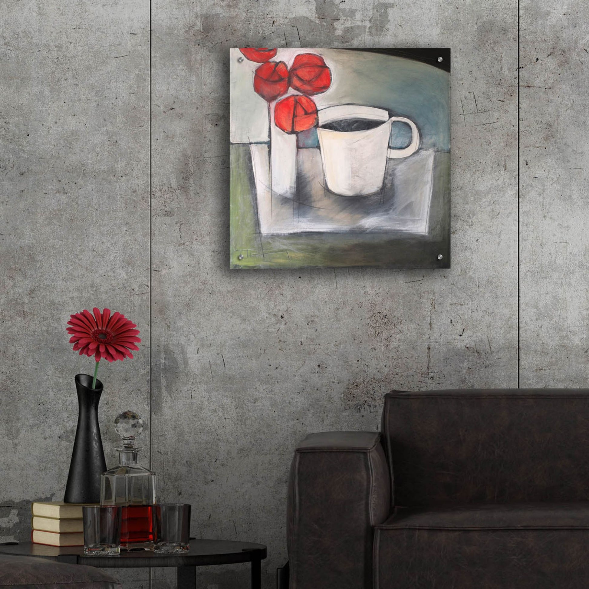 Epic Art 'Coffee And Roses' by Tim Nyberg, Acrylic Glass Wall Art,24x24