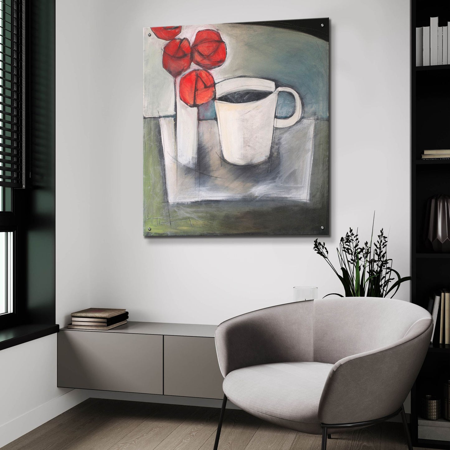 Epic Art 'Coffee And Roses' by Tim Nyberg, Acrylic Glass Wall Art,36x36