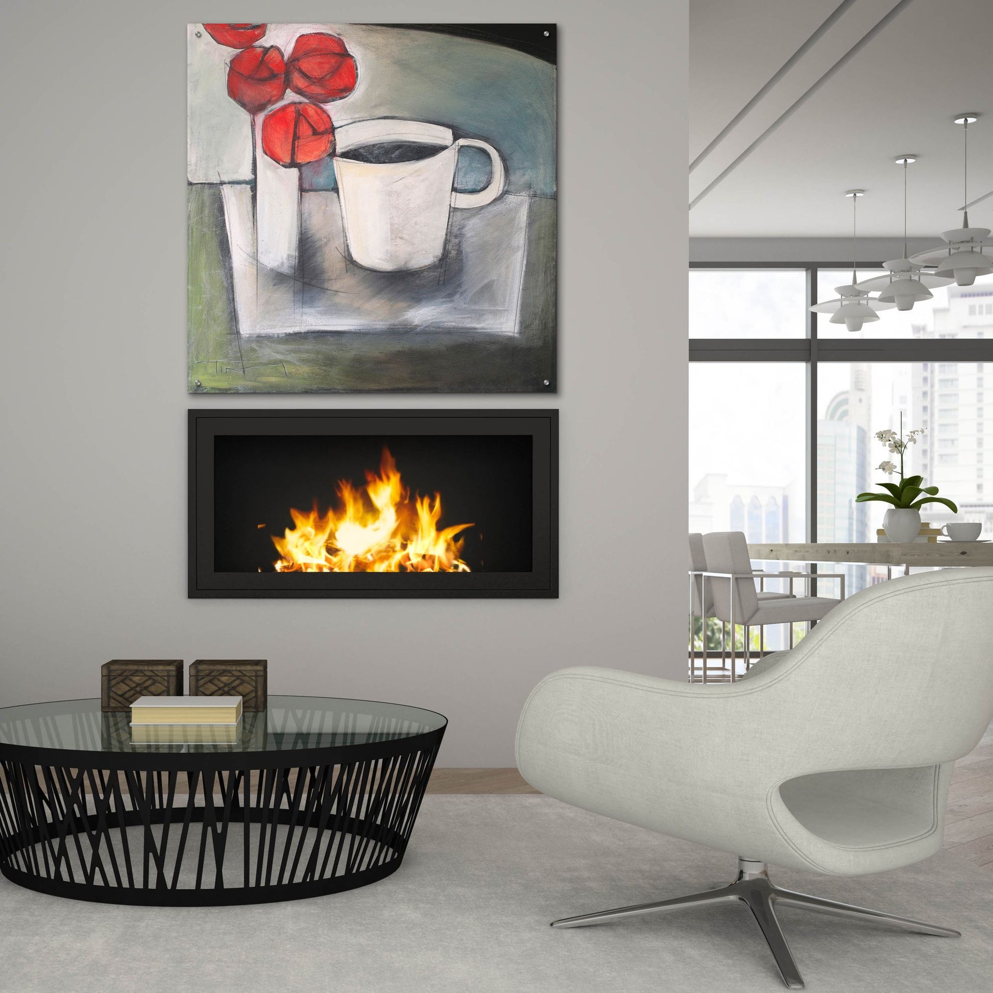 Epic Art 'Coffee And Roses' by Tim Nyberg, Acrylic Glass Wall Art,36x36