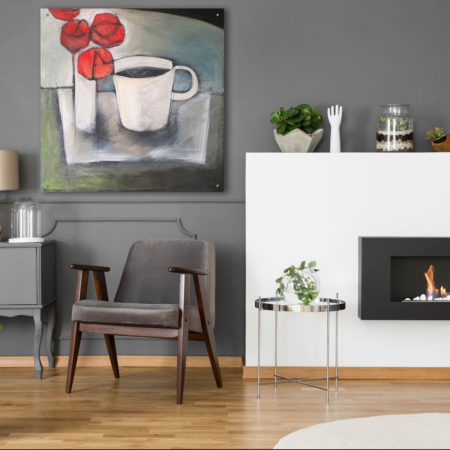 Epic Art 'Coffee And Roses' by Tim Nyberg, Acrylic Glass Wall Art,36x36