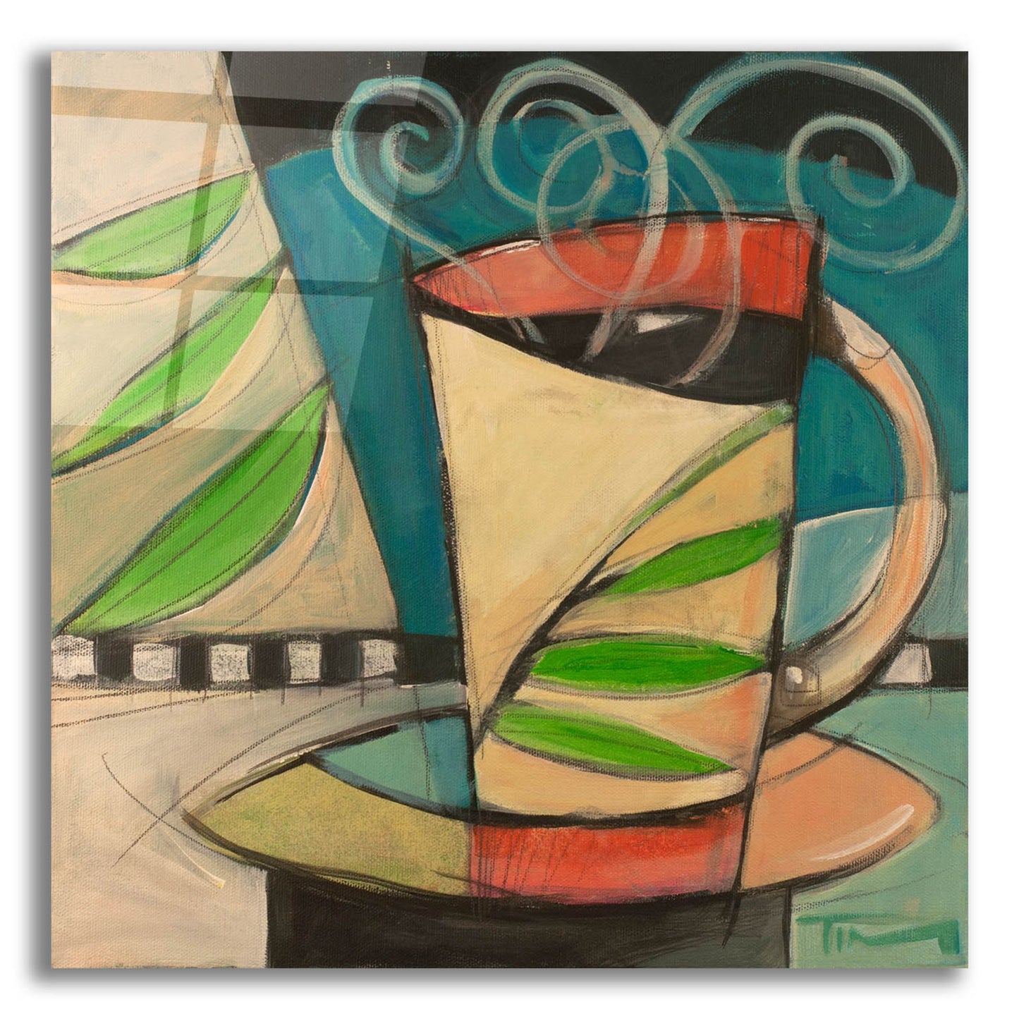 Epic Art 'Coffee Cup With Leaves' by Tim Nyberg, Acrylic Glass Wall Art