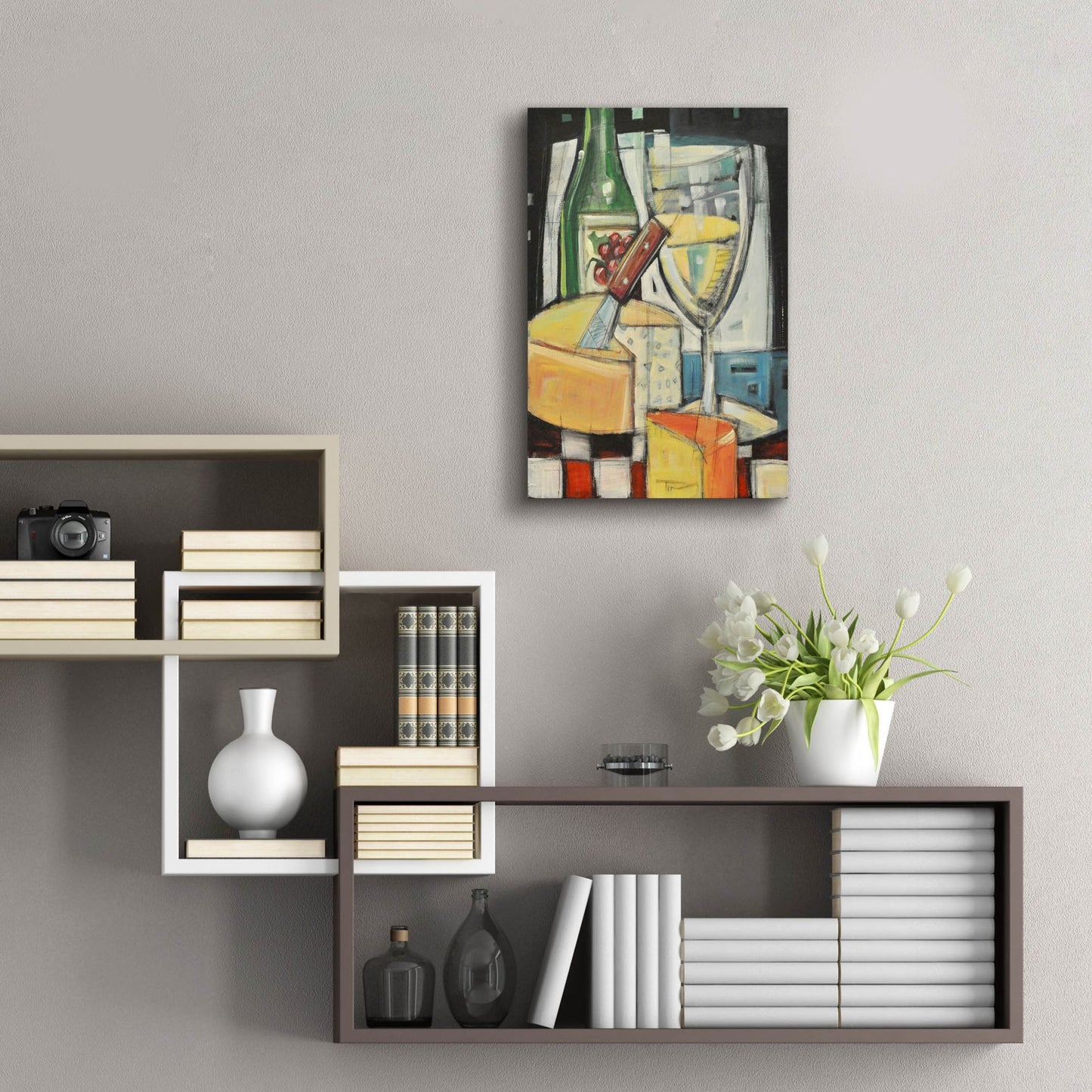 Epic Art 'White Wine And Cheese' by Tim Nyberg, Acrylic Glass Wall Art,16x24