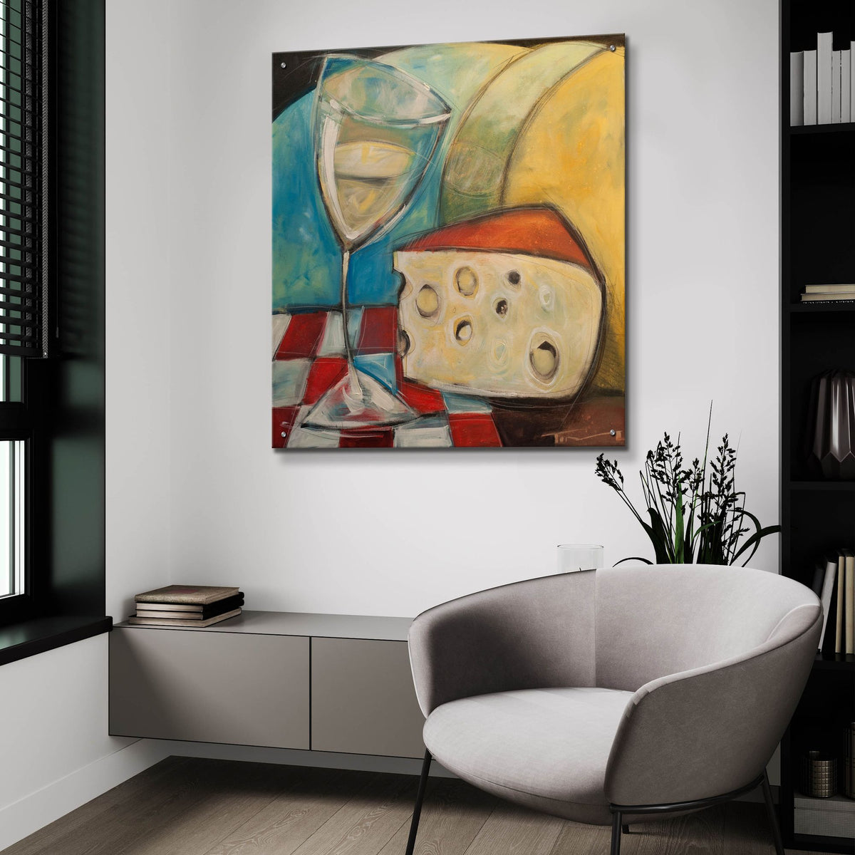 Epic Art 'Wine Wedge And Wheel' by Tim Nyberg, Acrylic Glass Wall Art,36x36