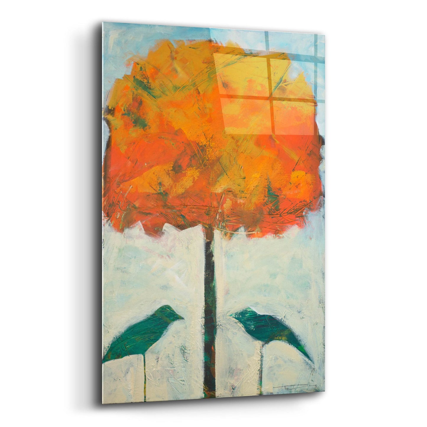 Epic Art 'Birds And Maple' by Tim Nyberg, Acrylic Glass Wall Art,12x16