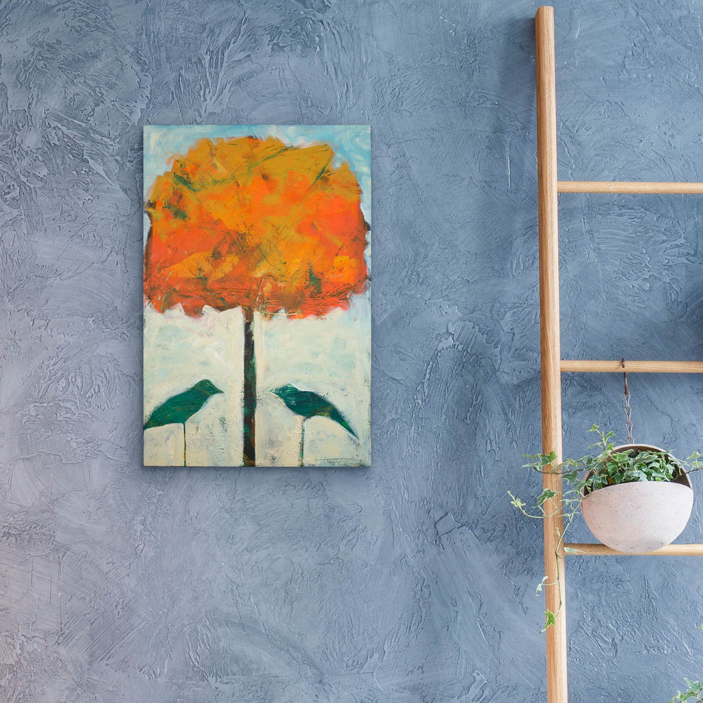 Epic Art 'Birds And Maple' by Tim Nyberg, Acrylic Glass Wall Art,16x24