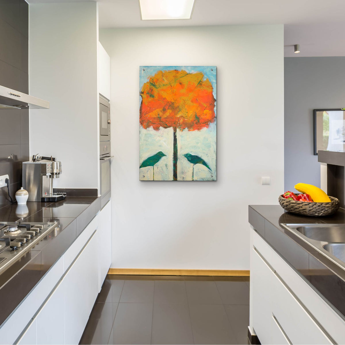 Epic Art 'Birds And Maple' by Tim Nyberg, Acrylic Glass Wall Art,24x36