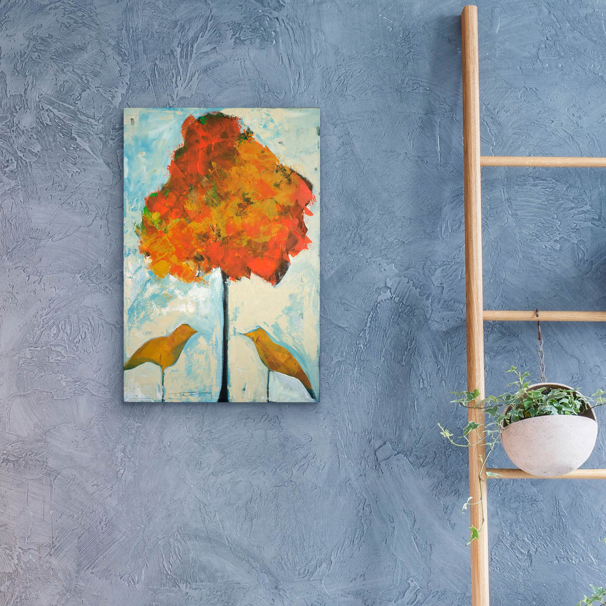 Epic Art 'Gold Birds And Maple' by Tim Nyberg, Acrylic Glass Wall Art,16x24