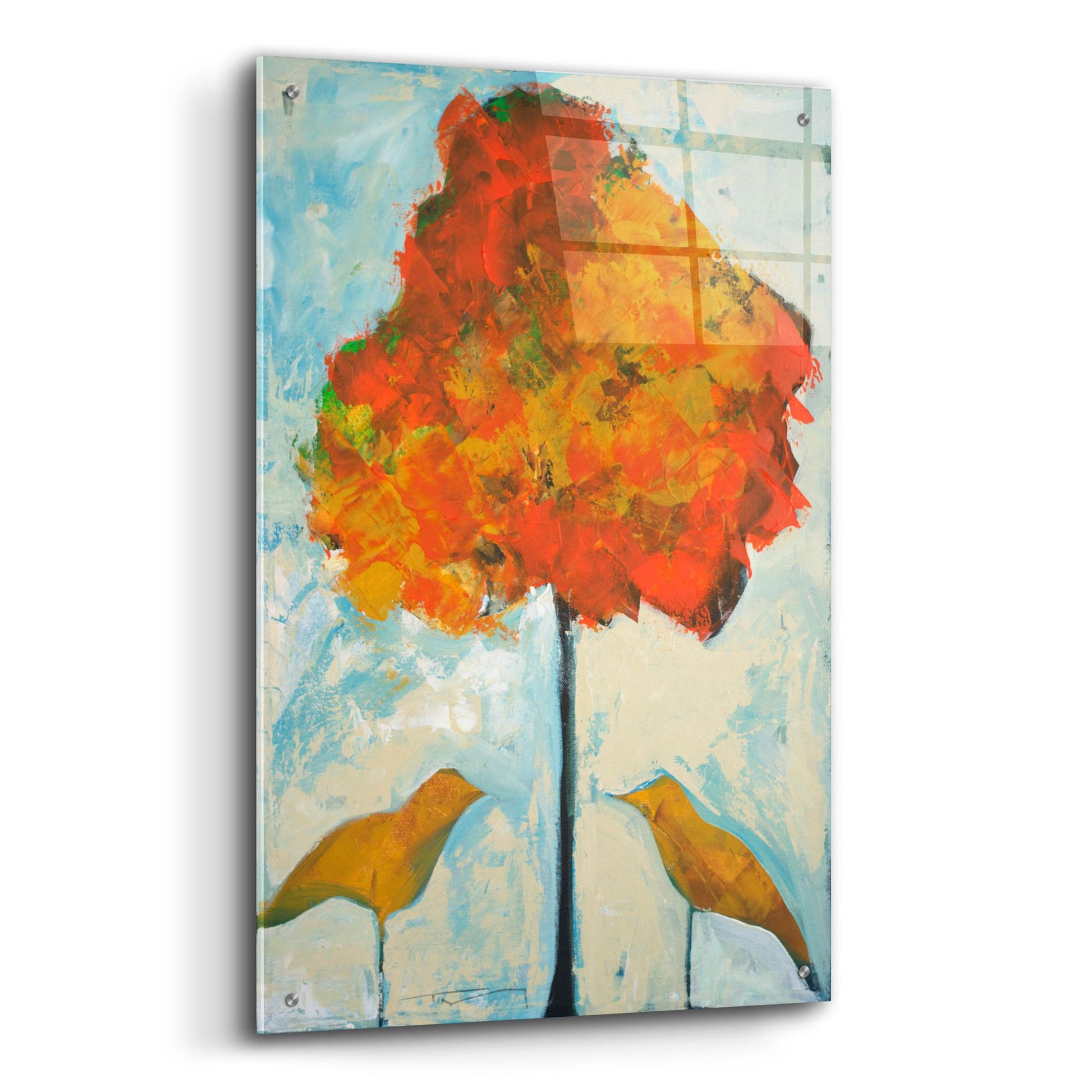 Epic Art 'Gold Birds And Maple' by Tim Nyberg, Acrylic Glass Wall Art,24x36