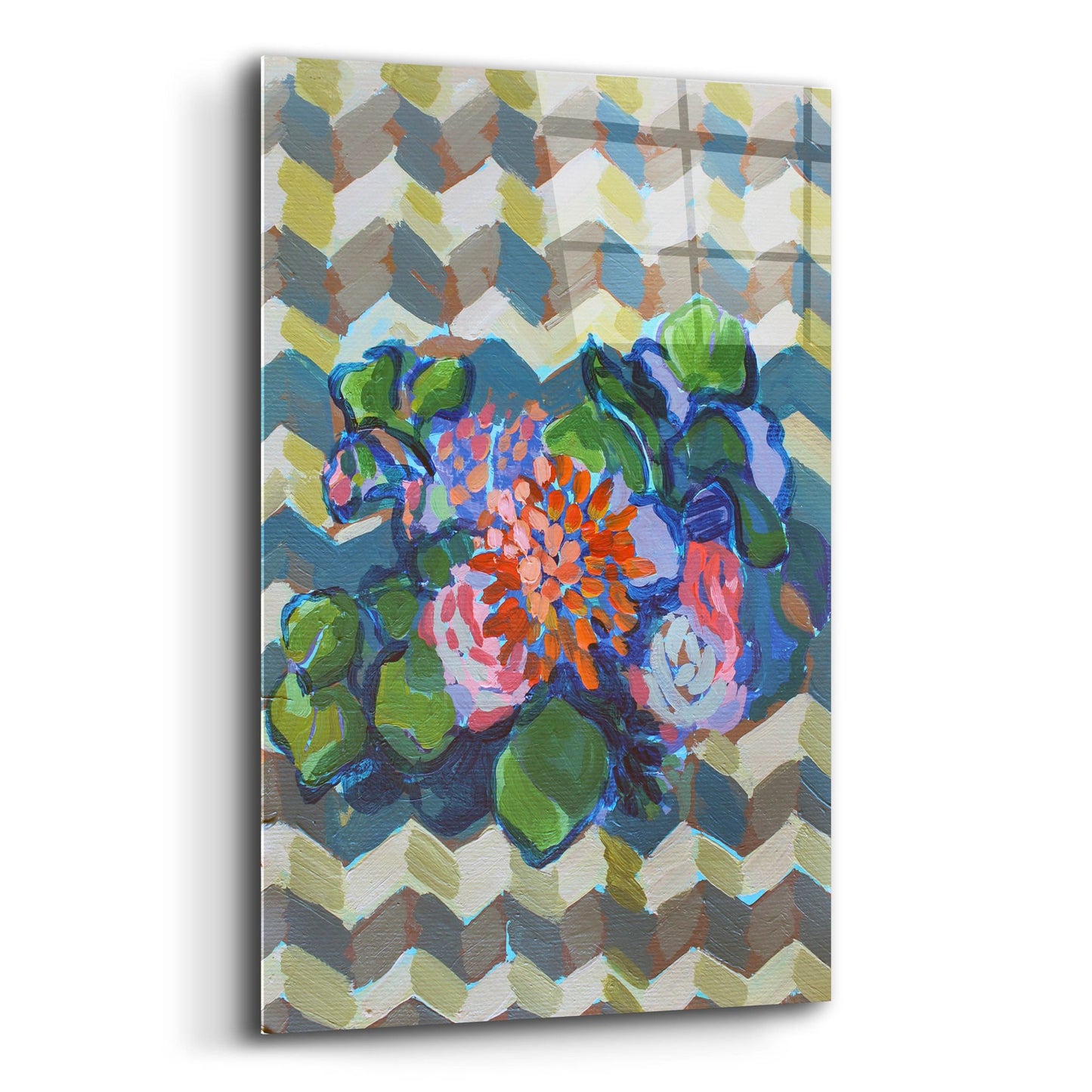 Epic Art 'Bouquet on Chevron' by Victoria Macmillan, Acrylic Glass Wall Art,12x16