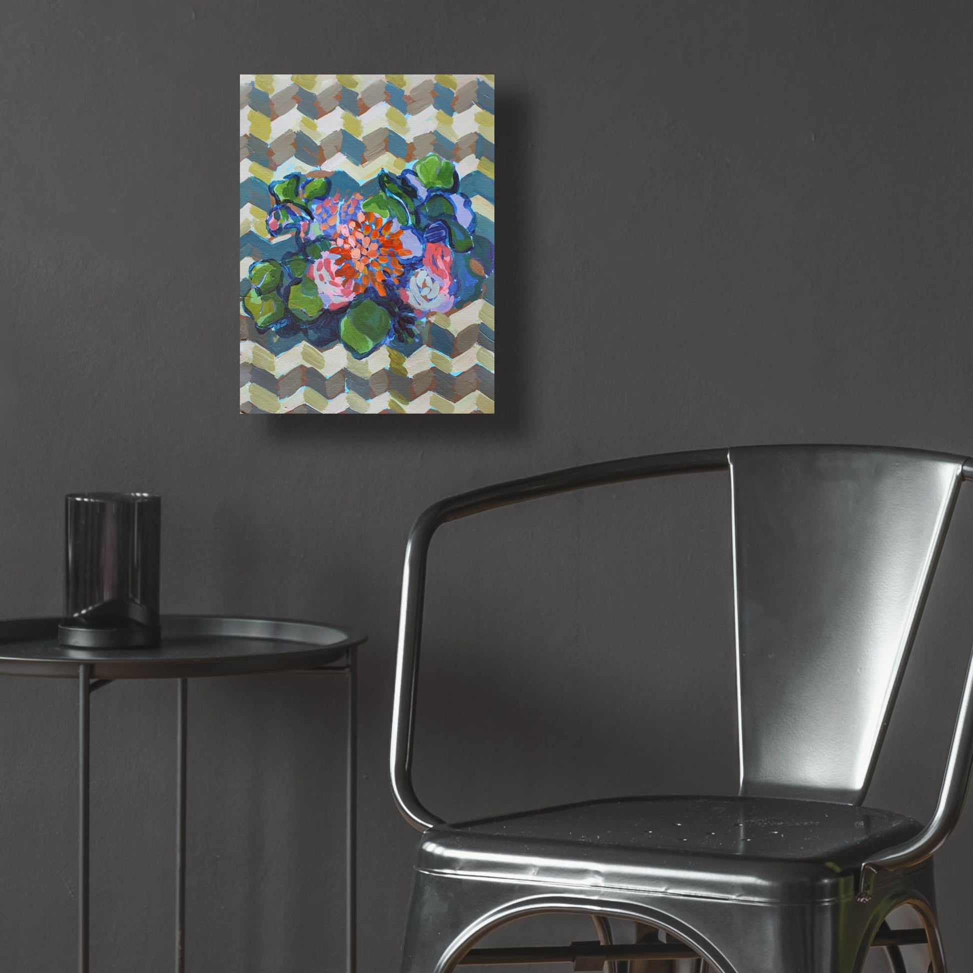 Epic Art 'Bouquet on Chevron' by Victoria Macmillan, Acrylic Glass Wall Art,12x16