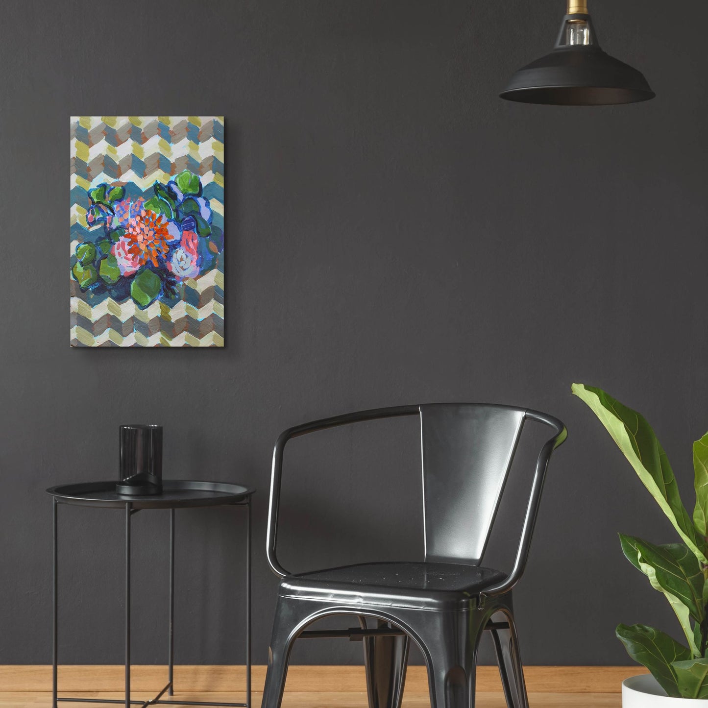 Epic Art 'Bouquet on Chevron' by Victoria Macmillan, Acrylic Glass Wall Art,16x24