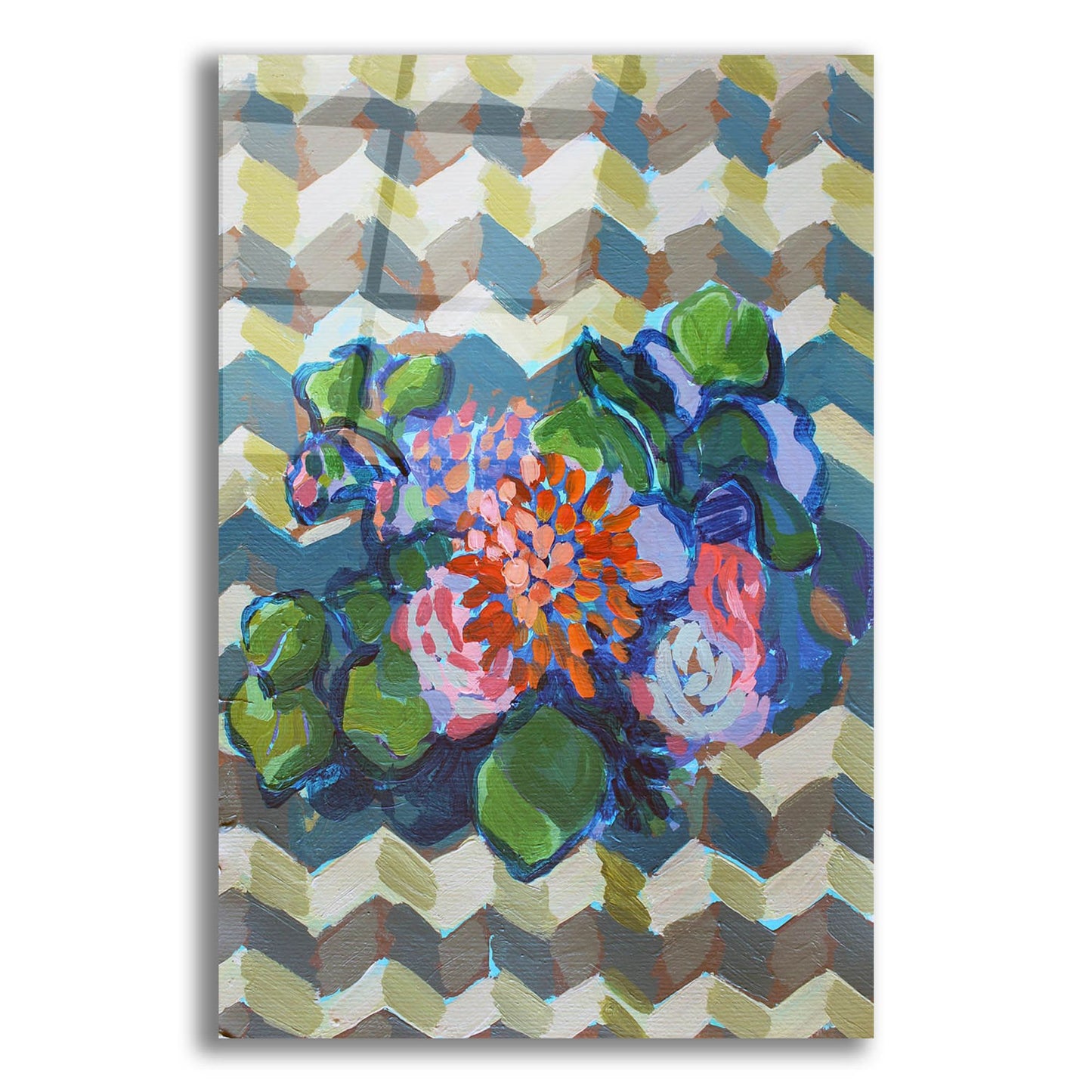 Epic Art 'Bouquet on Chevron' by Victoria Macmillan, Acrylic Glass Wall Art