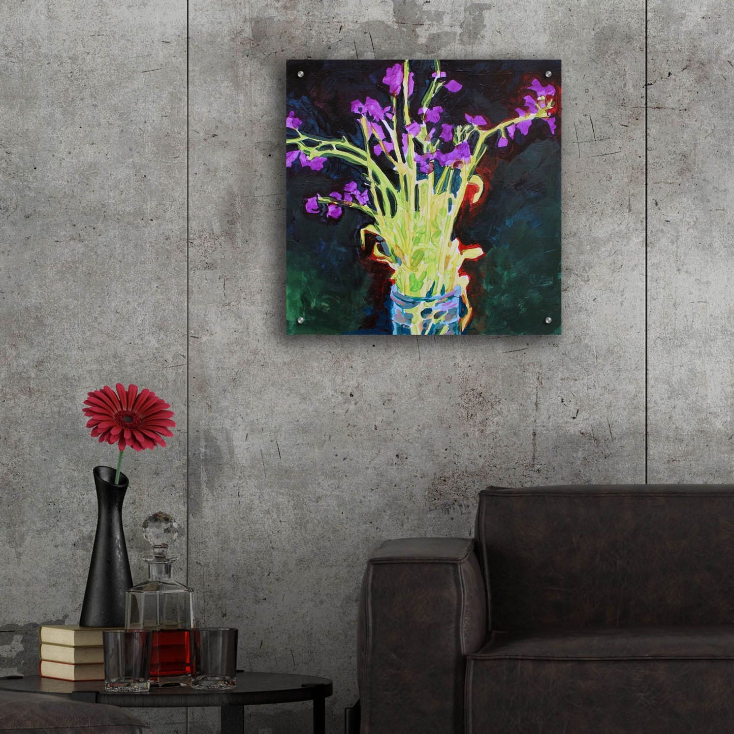 Epic Art 'Midnight Violets' by Victoria Macmillan, Acrylic Glass Wall Art,24x24